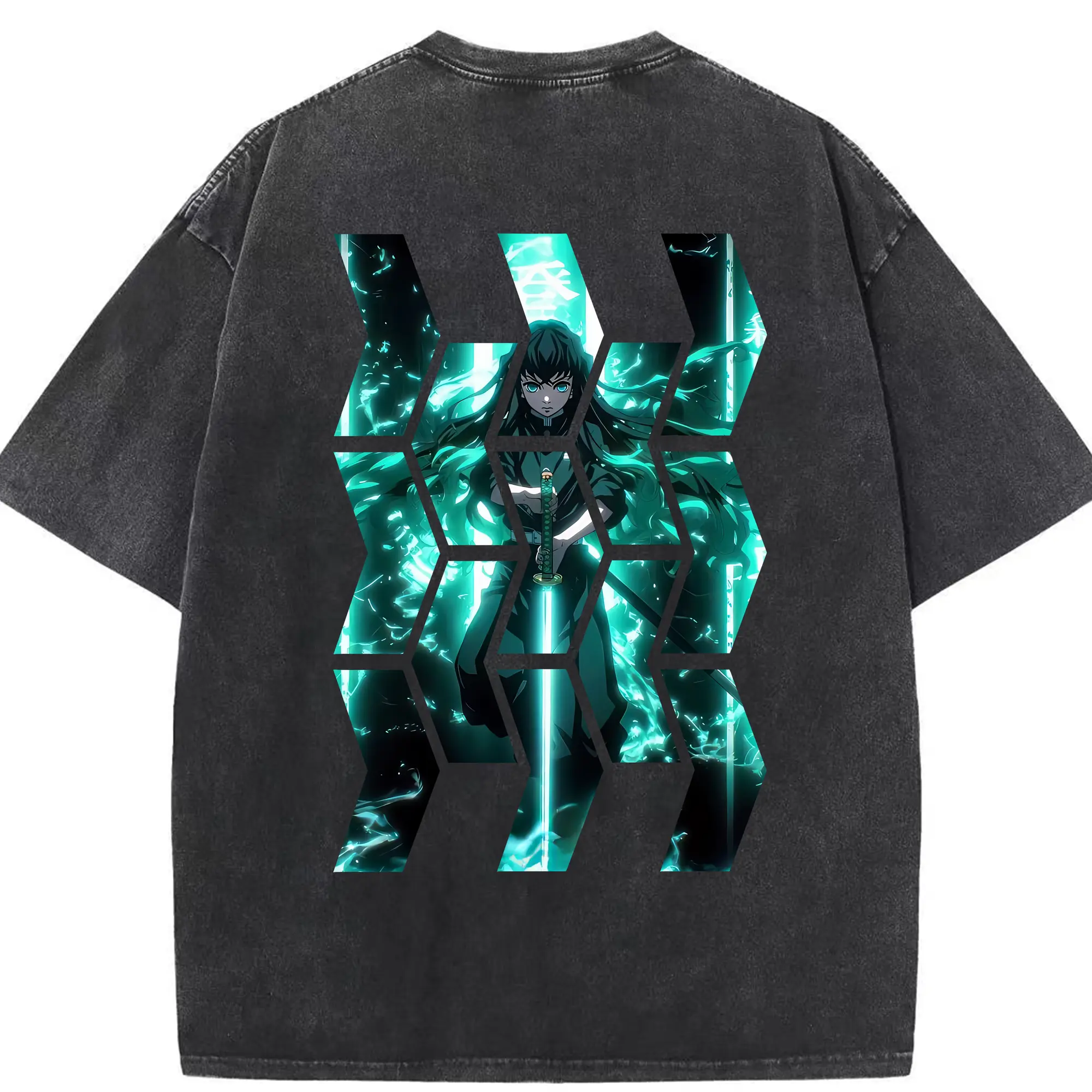 鬼滅の刃 グッズ,時透 無一郎 - 綿100％ ヴィンテージ風 半袖Tシャツ ・ 背面プリント ・ 柔らか肌触り ・ 通気性 快適 ・ スポーツ カジュアル 外出用