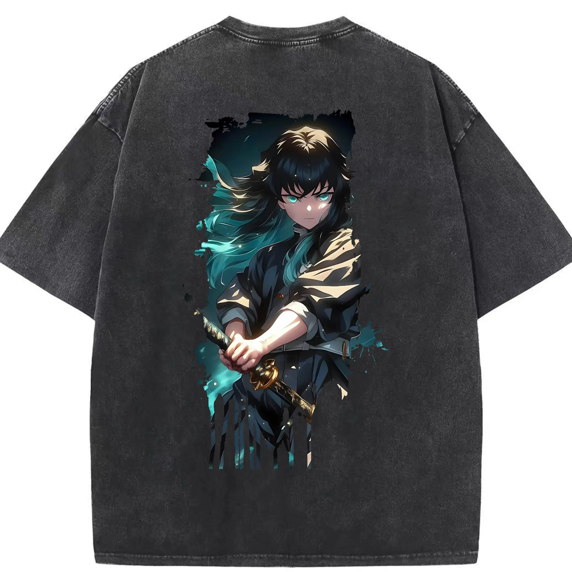 鬼滅の刃 グッズ,時透 無一郎 - 綿100％ ヴィンテージ風 半袖Tシャツ ・ 背面プリント ・ 柔らか肌触り ・ 通気性 快適 ・ スポーツ カジュアル 外出用