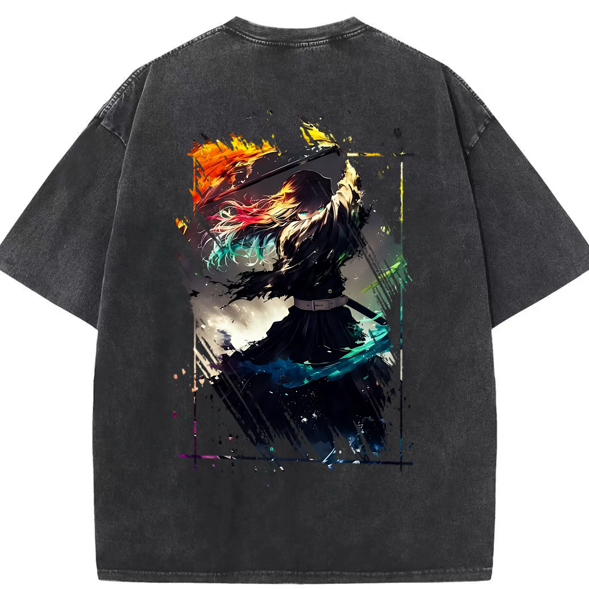 鬼滅の刃 グッズ,時透 無一郎 - 綿100％ ヴィンテージ風 半袖Tシャツ ・ 背面プリント ・ 柔らか肌触り ・ 通気性 快適 ・ スポーツ カジュアル 外出用