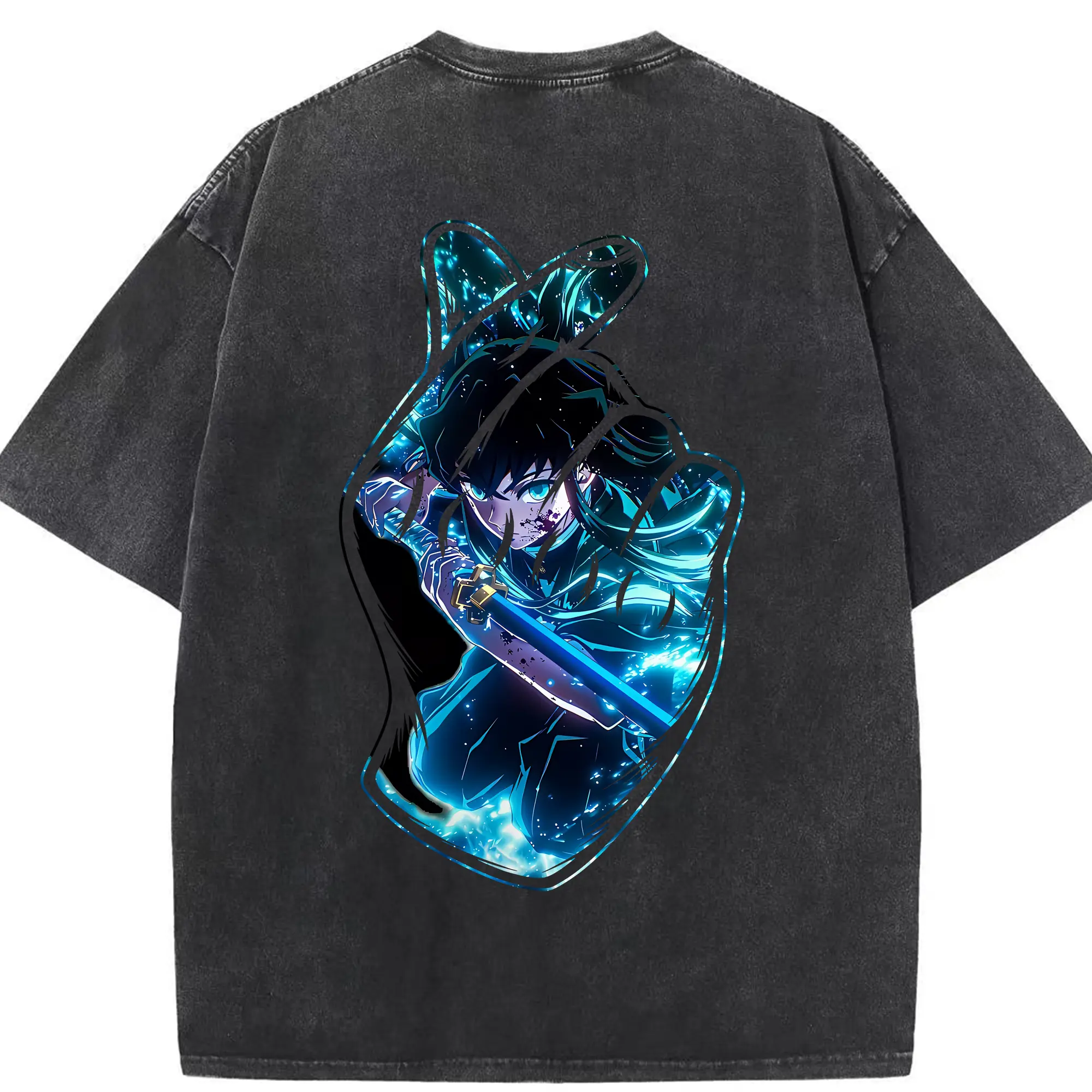 鬼滅の刃 グッズ,時透 無一郎 - 綿100％ ヴィンテージ風 半袖Tシャツ ・ 背面プリント ・ 柔らか肌触り ・ 通気性 快適 ・ スポーツ カジュアル 外出用