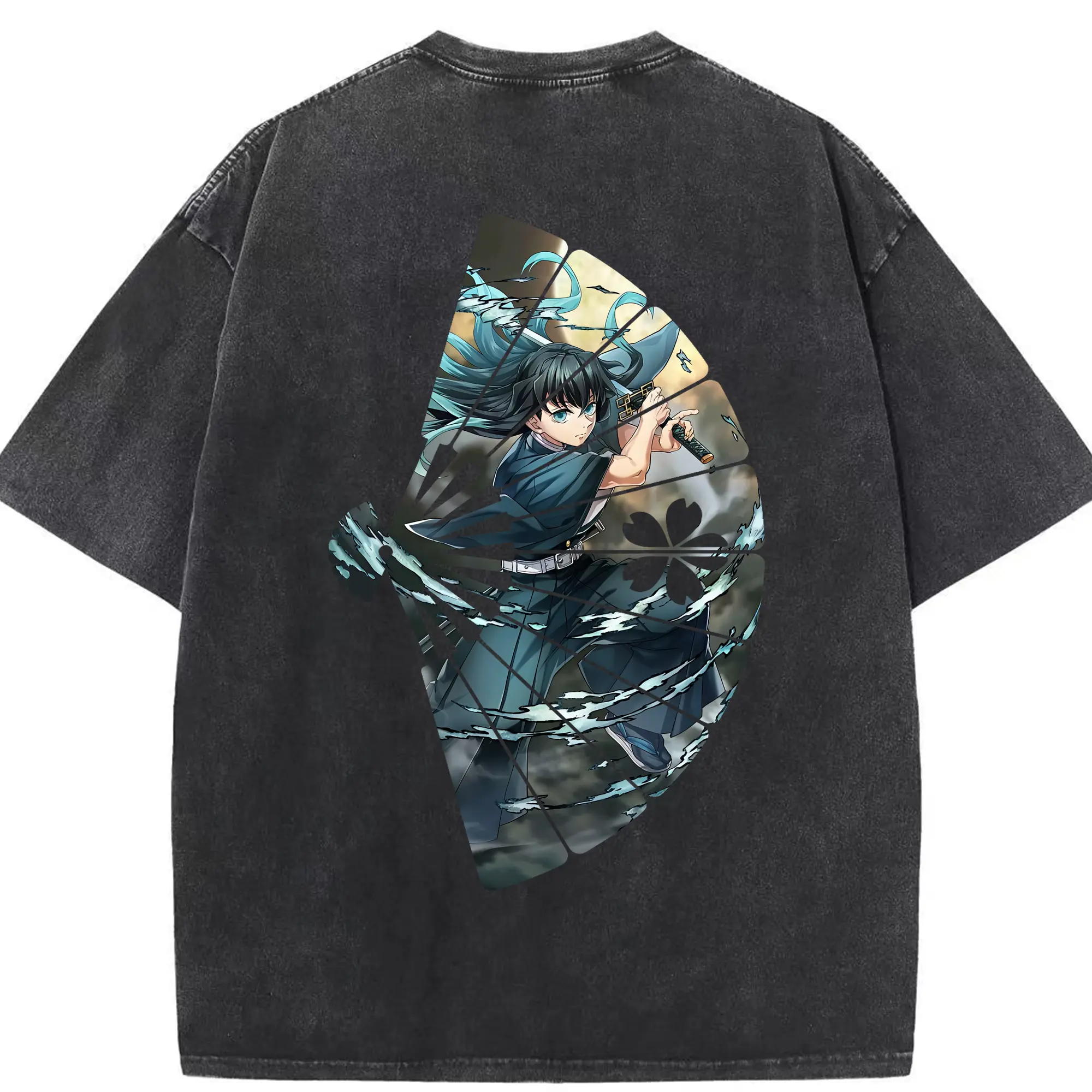 鬼滅の刃 グッズ,時透 無一郎 - 綿100％ ヴィンテージ風 半袖Tシャツ ・ 背面プリント ・ 柔らか肌触り ・ 通気性 快適 ・ スポーツ カジュアル 外出用