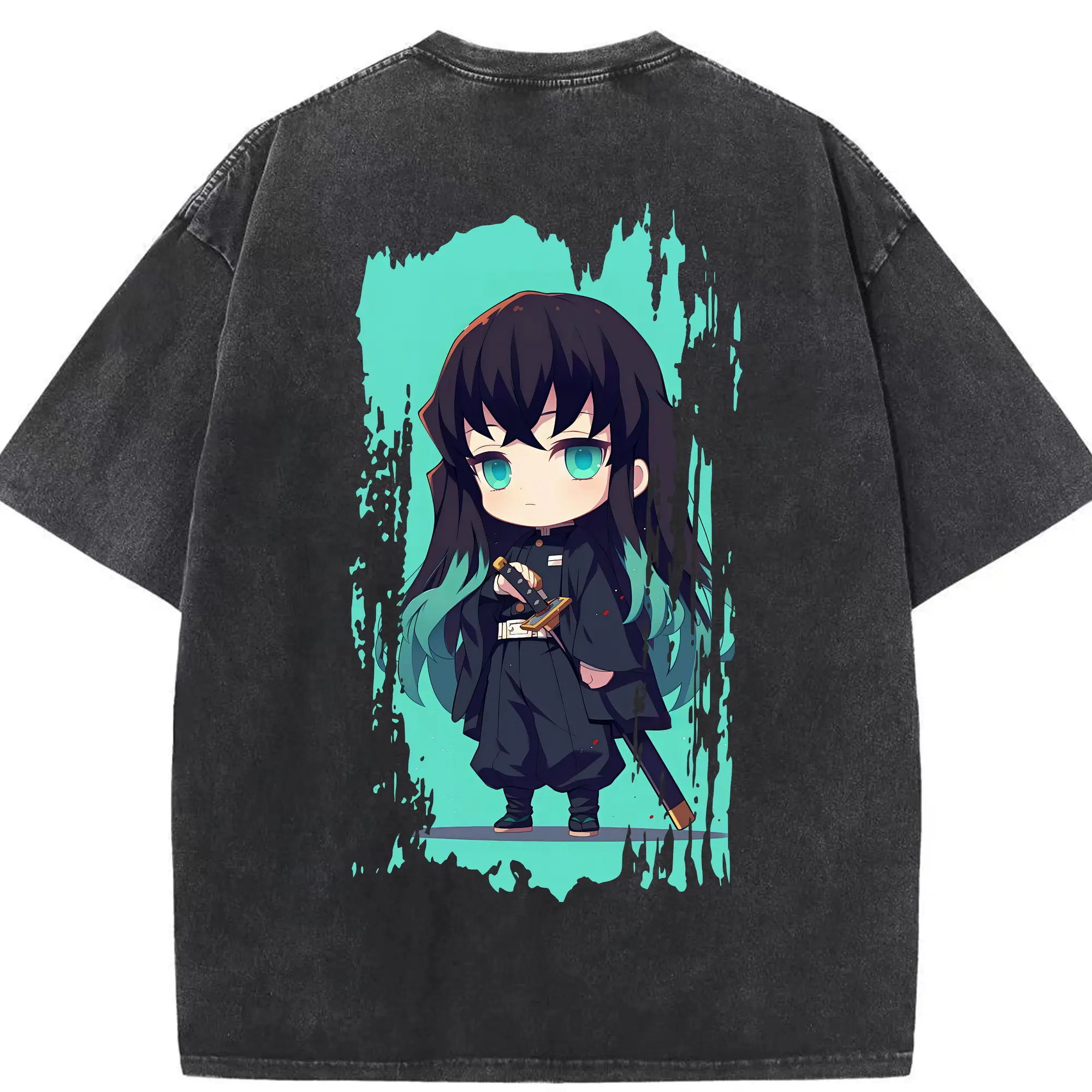 鬼滅の刃 グッズ,時透 無一郎 - 綿100％ ヴィンテージ風 半袖Tシャツ ・ 背面プリント ・ 柔らか肌触り ・ 通気性 快適 ・ スポーツ カジュアル 外出用