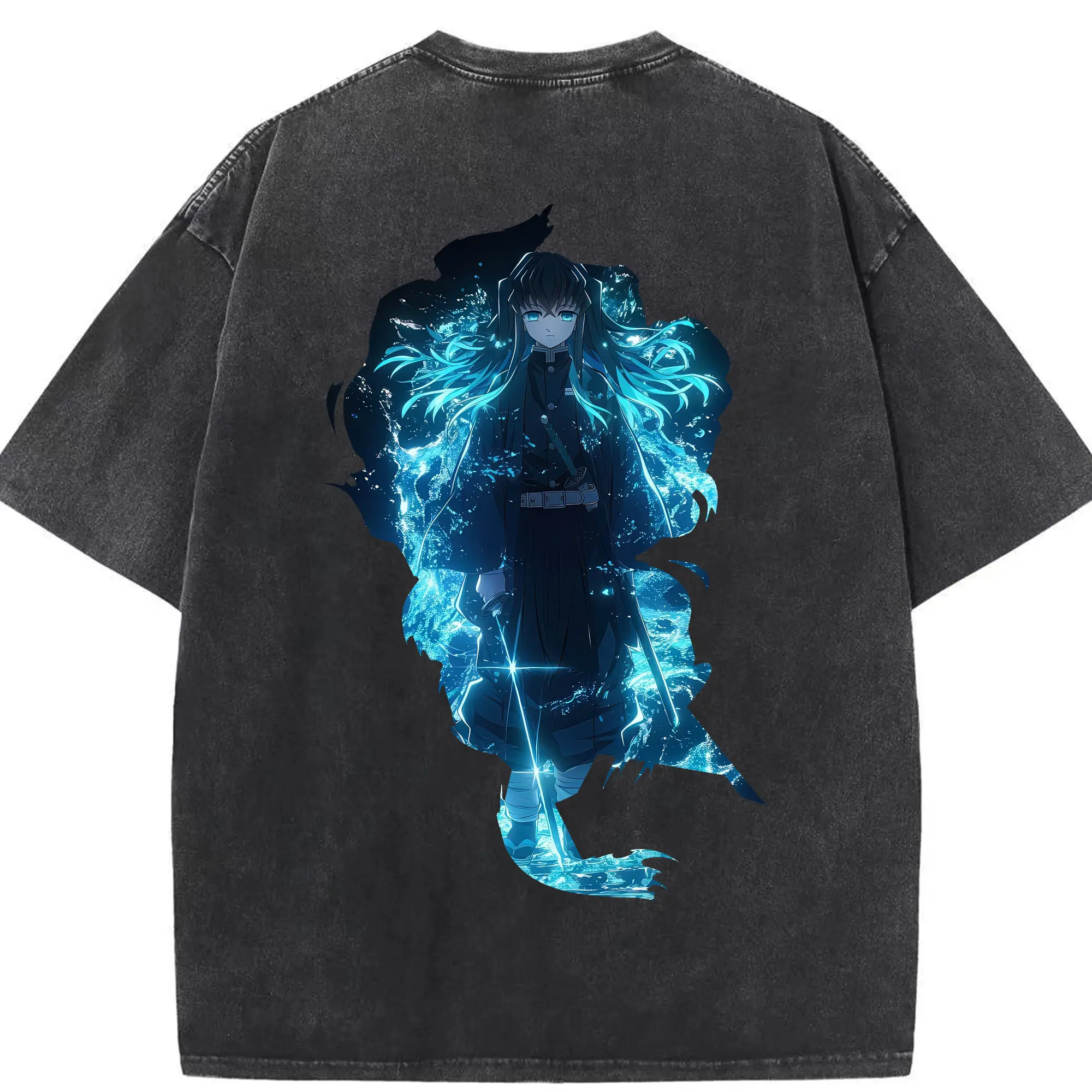 鬼滅の刃 グッズ,時透 無一郎 - 綿100％ ヴィンテージ風 半袖Tシャツ ・ 背面プリント ・ 柔らか肌触り ・ 通気性 快適 ・ スポーツ カジュアル 外出用