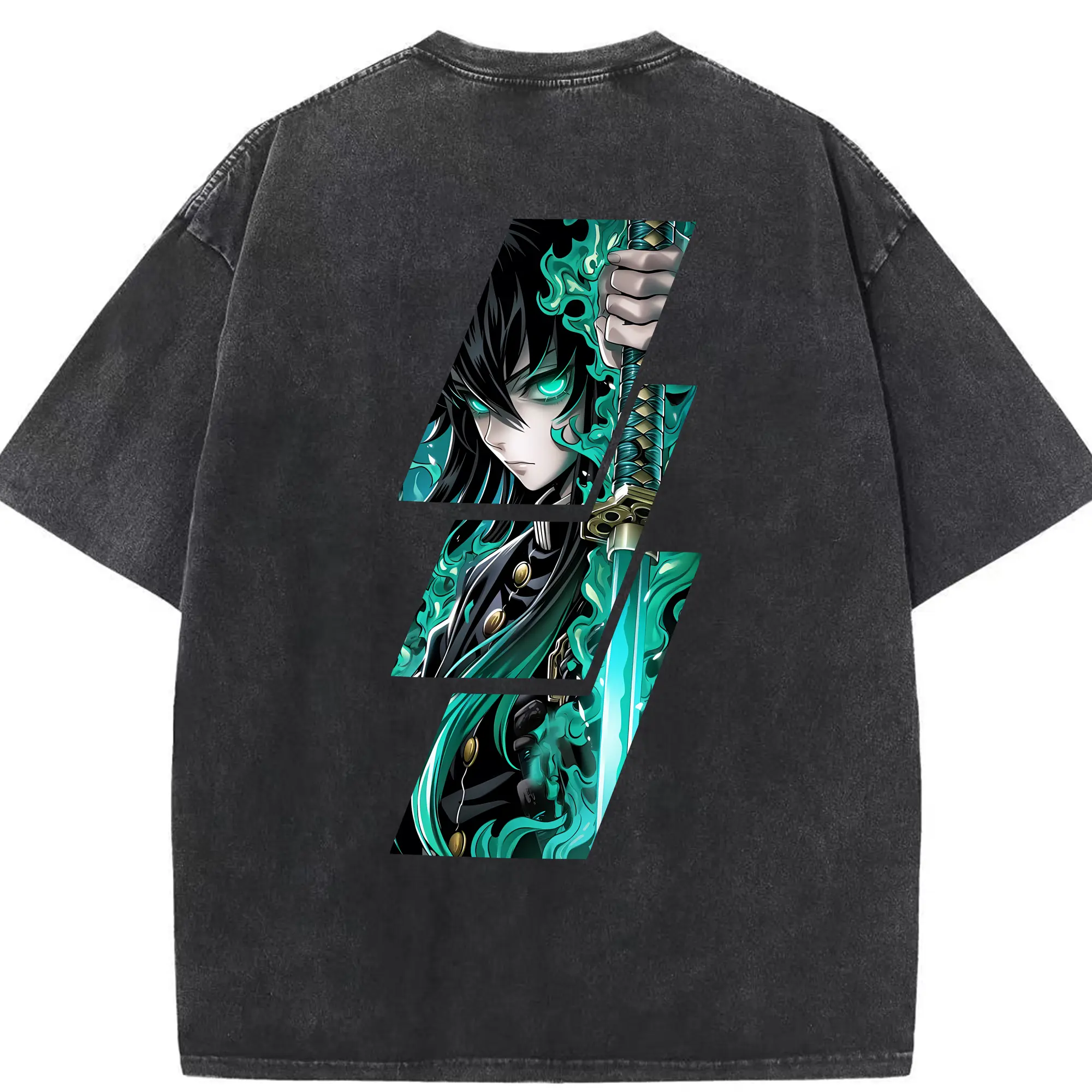 鬼滅の刃 グッズ,時透 無一郎 - 綿100％ ヴィンテージ風 半袖Tシャツ ・ 背面プリント ・ 柔らか肌触り ・ 通気性 快適 ・ スポーツ カジュアル 外出用