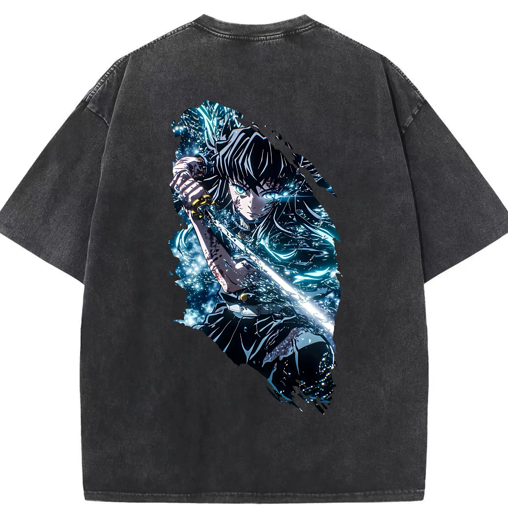 鬼滅の刃 グッズ,時透 無一郎 - 綿100％ ヴィンテージ風 半袖Tシャツ ・ 背面プリント ・ 柔らか肌触り ・ 通気性 快適 ・ スポーツ カジュアル 外出用