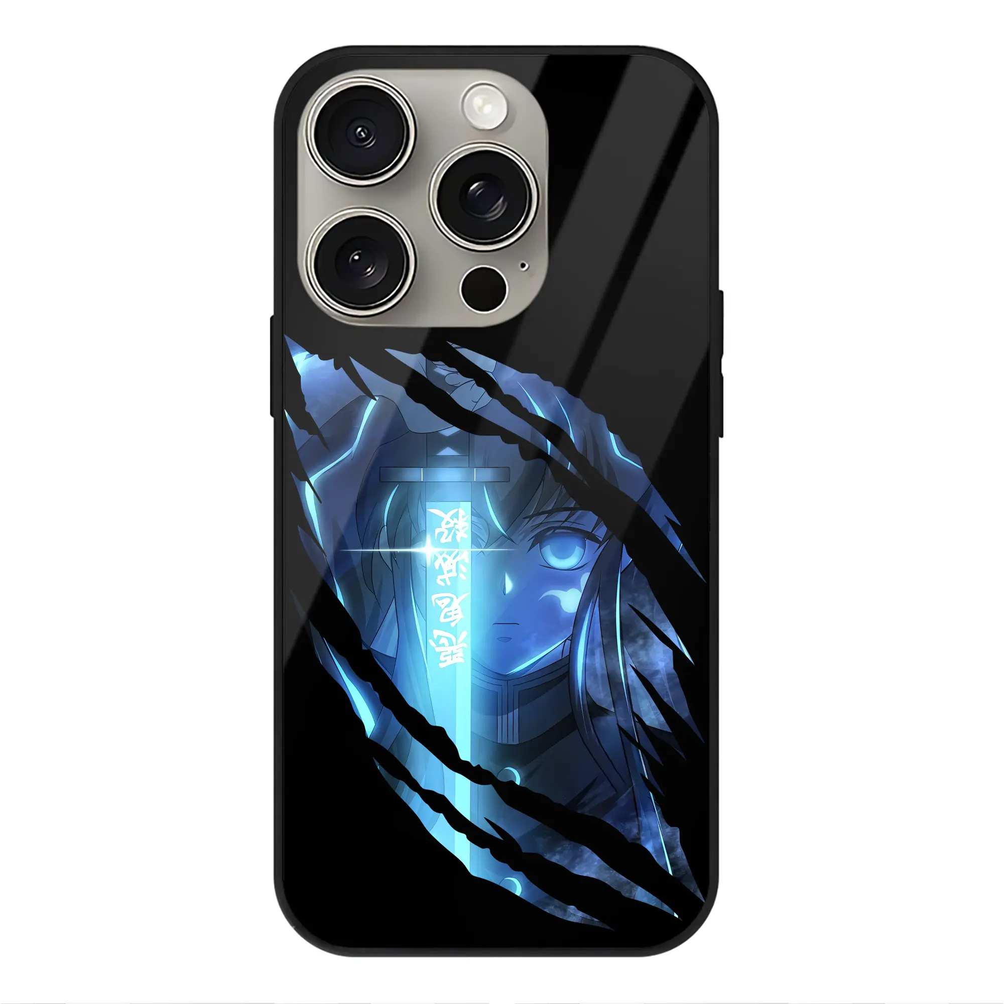 鬼滅の刃 グッズ,時透 無一郎 - IPhone15Pro対応 ・ スマホケース ・ 背面ガラス ・ TPU+強化ガラス ・ 耐衝撃 ・ 黄変防止 ・ ワイヤレス充電対応 ・ 3D立体ボタン