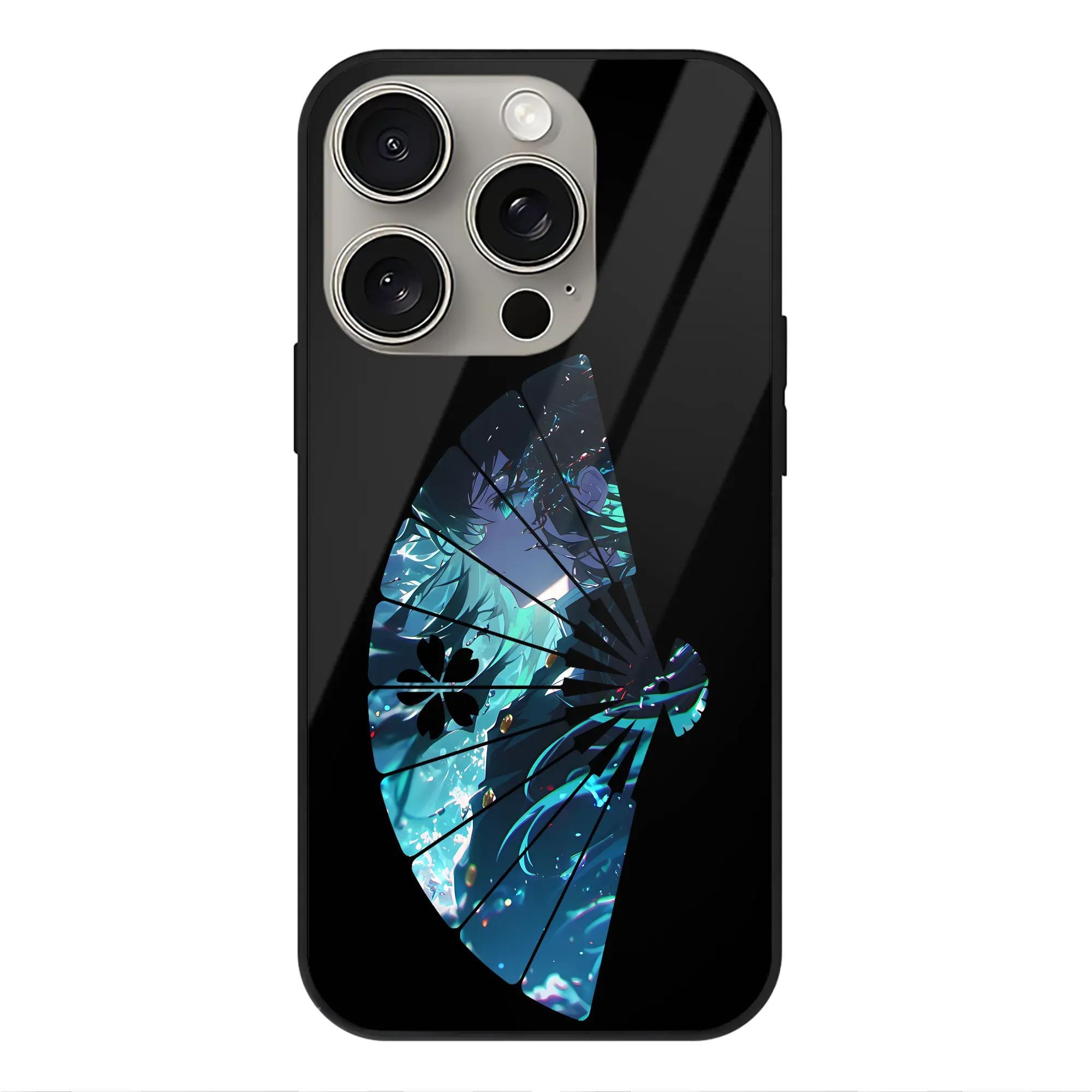 鬼滅の刃 グッズ,時透 無一郎 - IPhone15Pro対応 ・ スマホケース ・ 背面ガラス ・ TPU+強化ガラス ・ 耐衝撃 ・ 黄変防止 ・ ワイヤレス充電対応 ・ 3D立体ボタン