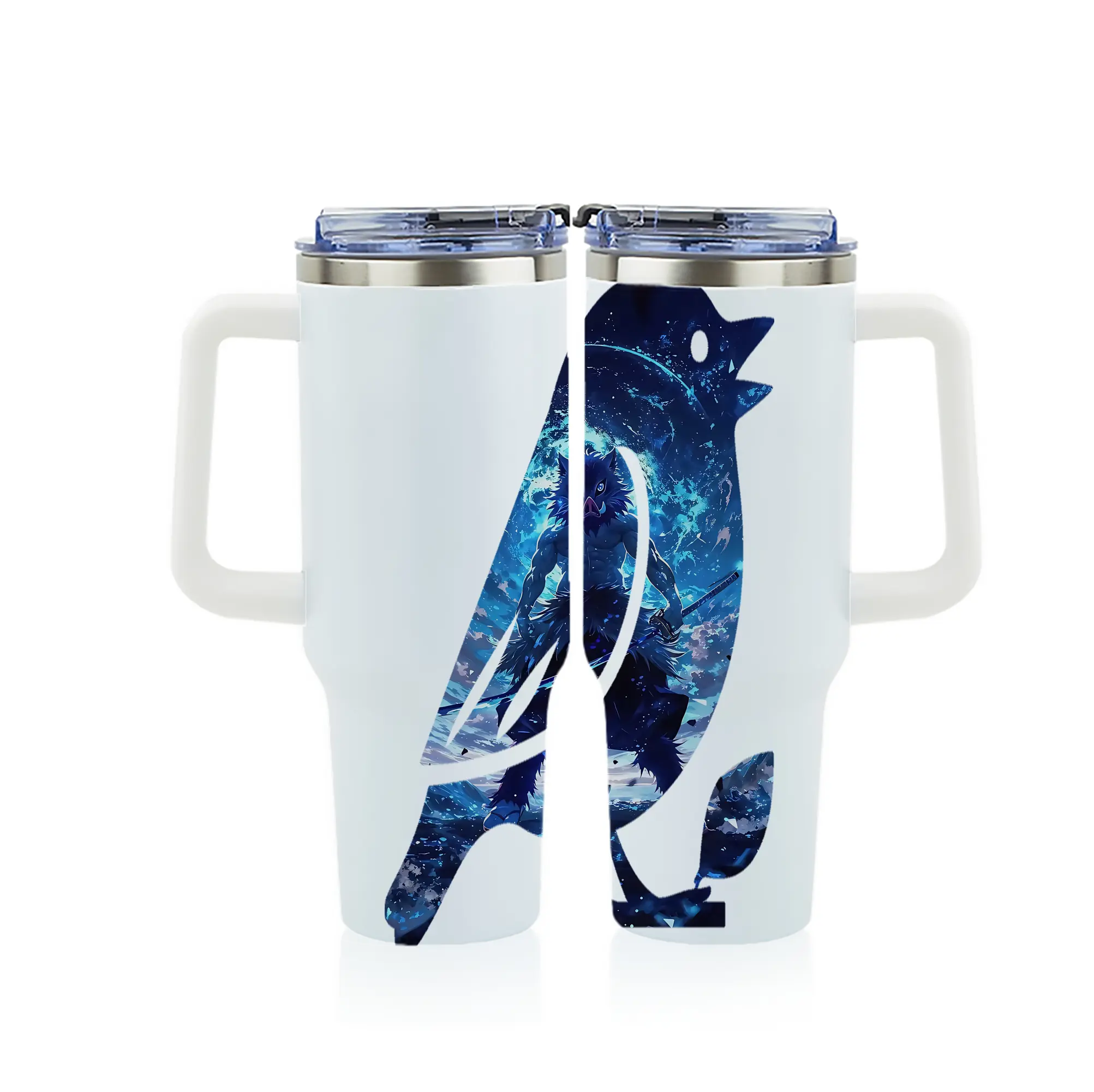 鬼滅の刃 グッズ,嘴平 伊之助 - 1200mL フルプリント車用タンブラー ・ 304ステンレス 内側 ・ 201ステンレス 外側 ・ 保温 保冷 ・ 通勤 ドライブ アウトドア用