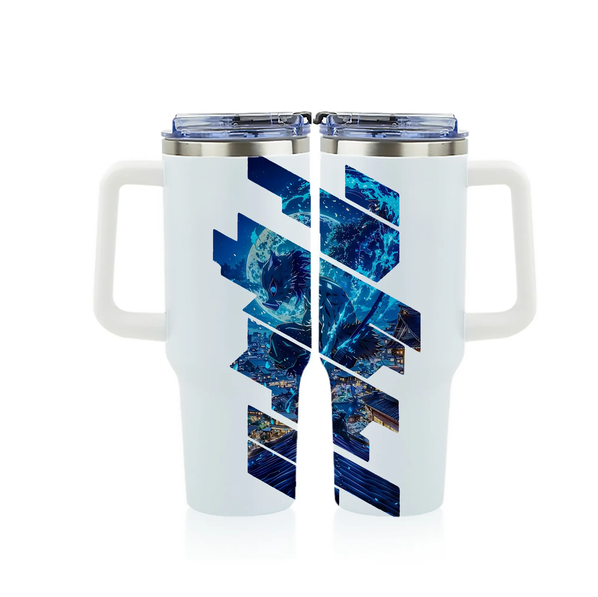 鬼滅の刃 グッズ,嘴平 伊之助 - 1200mL フルプリント車用タンブラー ・ 304ステンレス 内側 ・ 201ステンレス 外側 ・ 保温 保冷 ・ 通勤 ドライブ アウトドア用