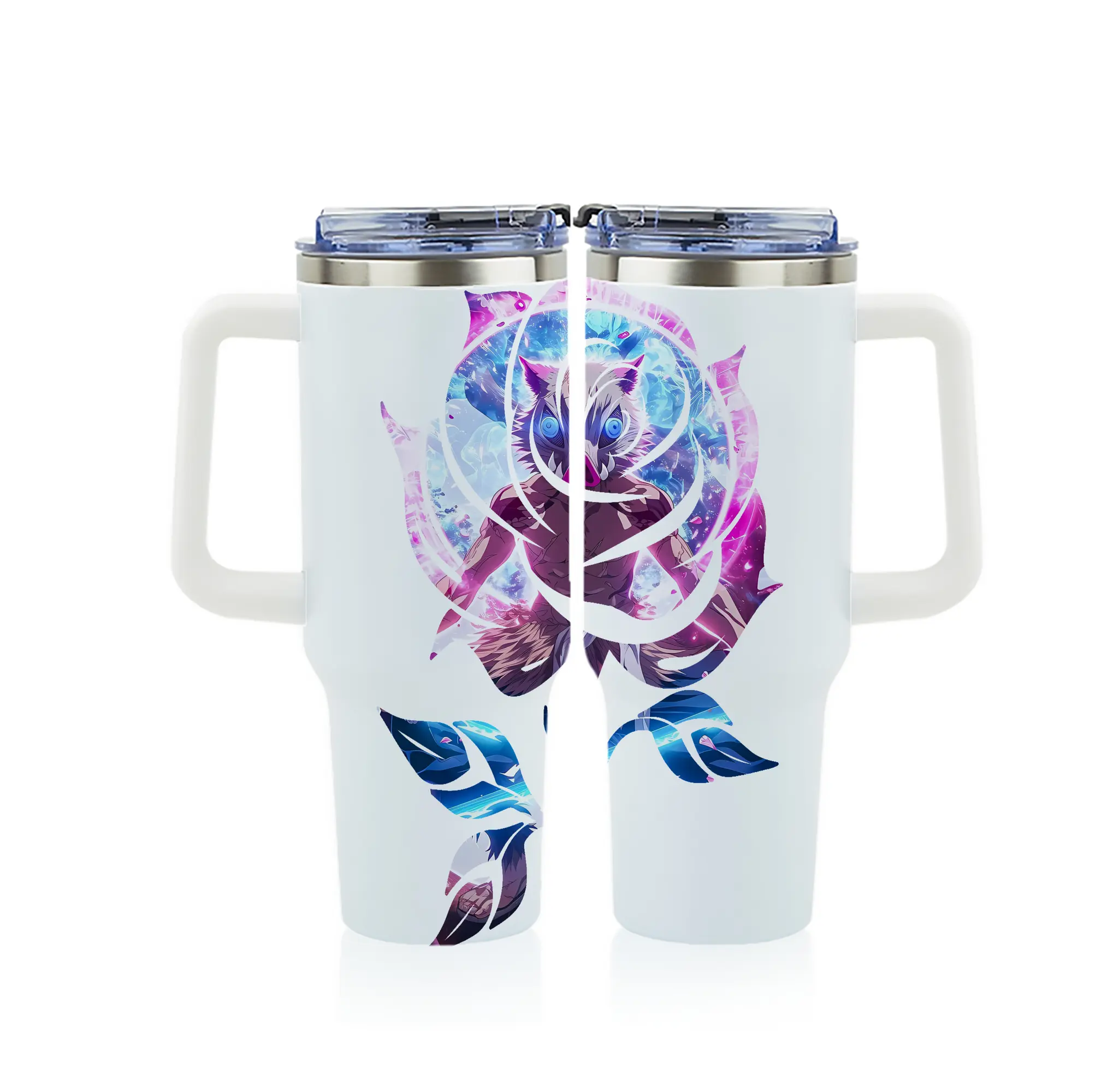 鬼滅の刃 グッズ,嘴平 伊之助 - 1200mL フルプリント車用タンブラー ・ 304ステンレス 内側 ・ 201ステンレス 外側 ・ 保温 保冷 ・ 通勤 ドライブ アウトドア用