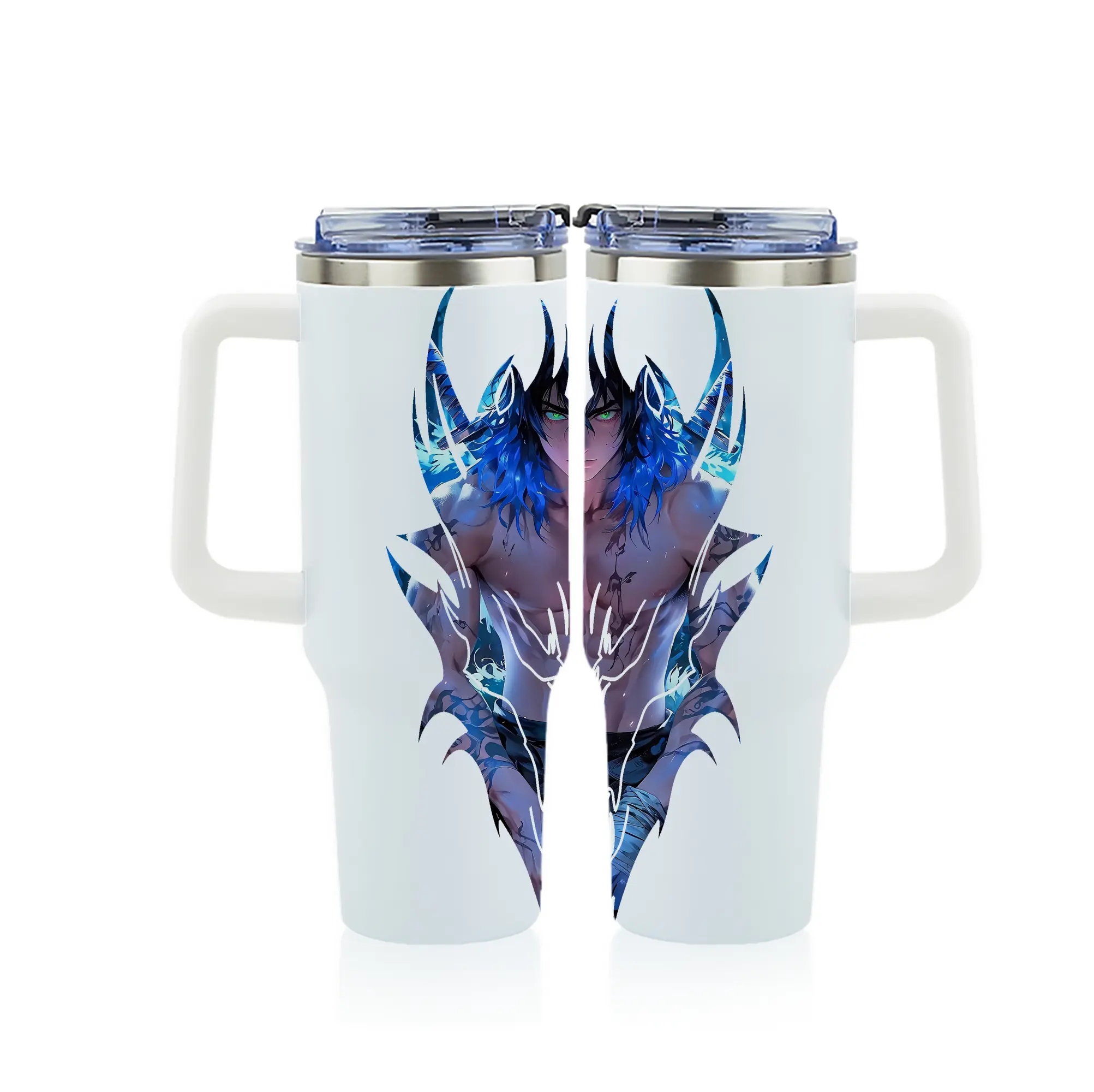 鬼滅の刃 グッズ,嘴平 伊之助 - 1200mL フルプリント車用タンブラー ・ 304ステンレス 内側 ・ 201ステンレス 外側 ・ 保温 保冷 ・ 通勤 ドライブ アウトドア用