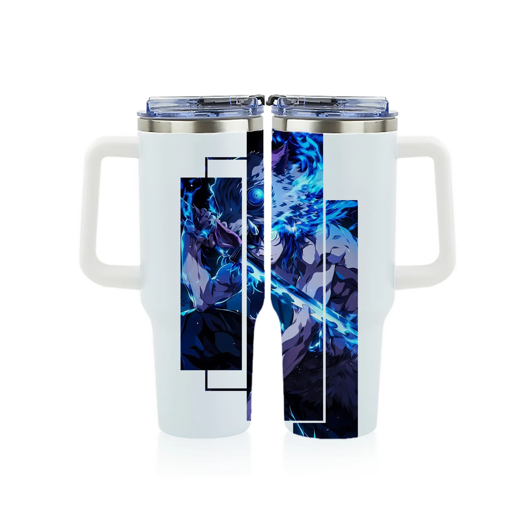 鬼滅の刃 グッズ,嘴平 伊之助 - 1200mL フルプリント車用タンブラー ・ 304ステンレス 内側 ・ 201ステンレス 外側 ・ 保温 保冷 ・ 通勤 ドライブ アウトドア用