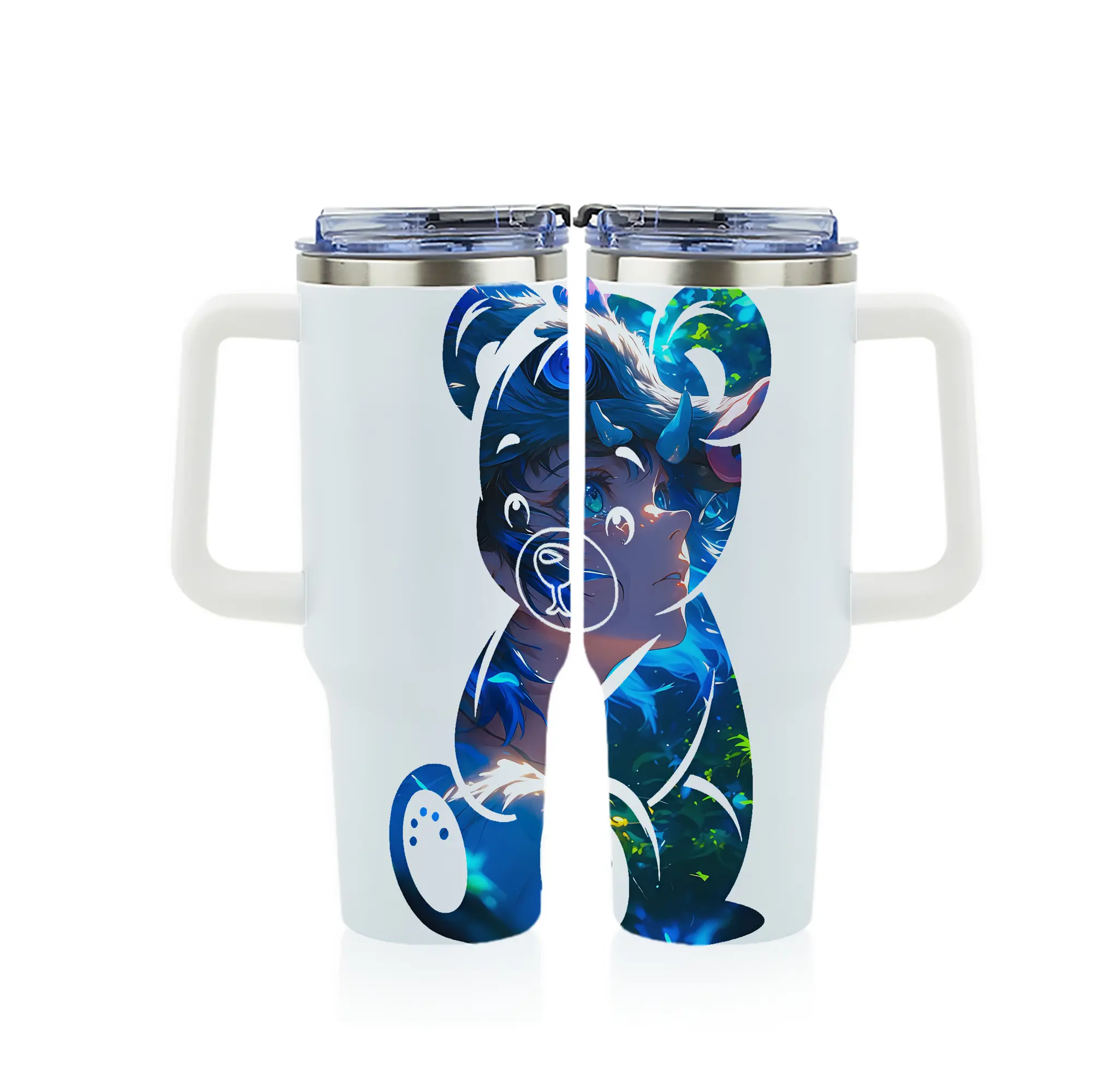 鬼滅の刃 グッズ,嘴平 伊之助 - 1200mL フルプリント車用タンブラー ・ 304ステンレス 内側 ・ 201ステンレス 外側 ・ 保温 保冷 ・ 通勤 ドライブ アウトドア用