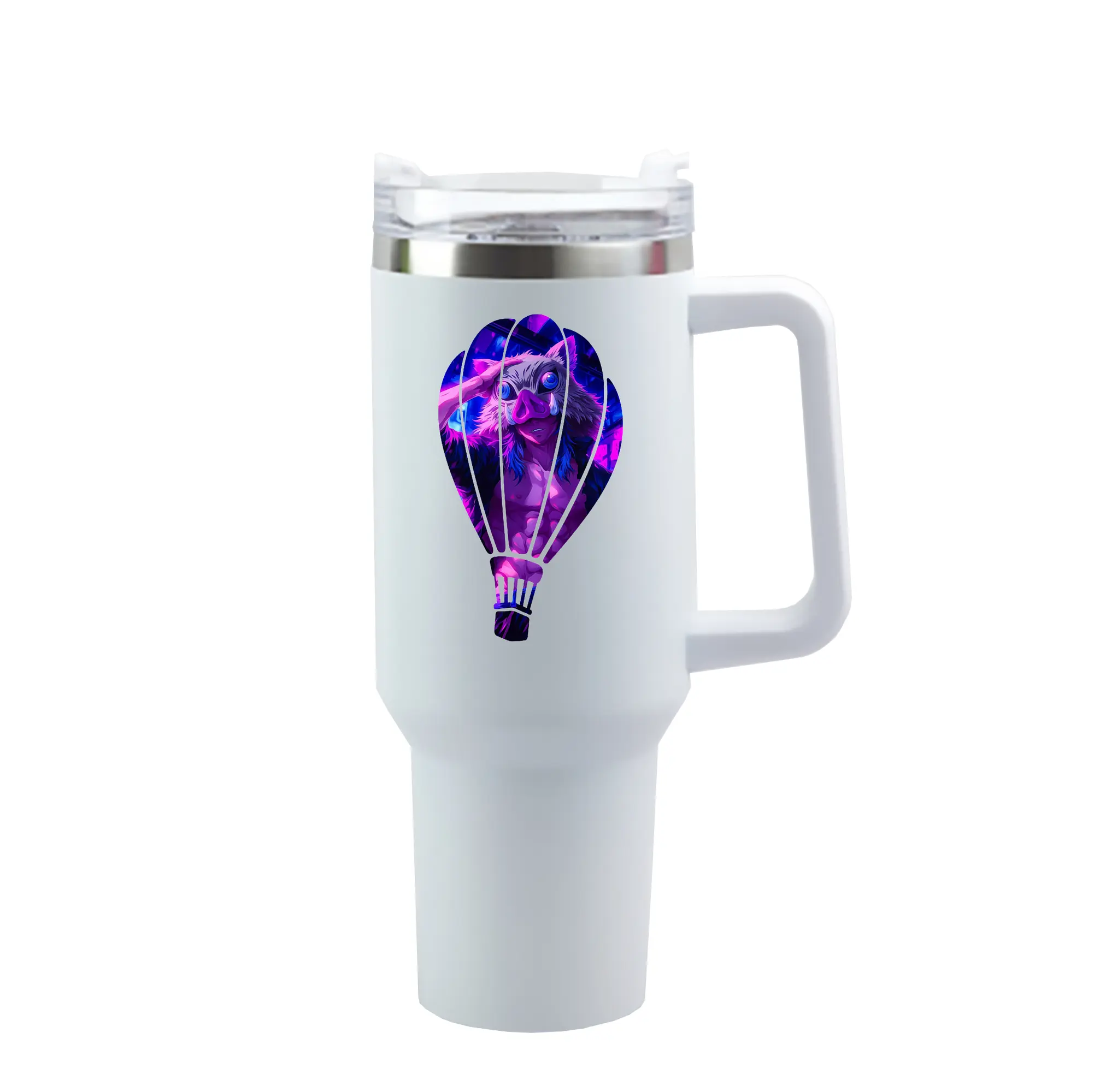 鬼滅の刃 グッズ,嘴平 伊之助 - 1200mL 車用タンブラー ・ クリスタルステッカー ・ 304ステンレス 内側 ・ 201ステンレス 外側 ・ 保温 保冷 ・ ハンドル＆ストロー付き ・ 通勤 ドライブ アウトドア用