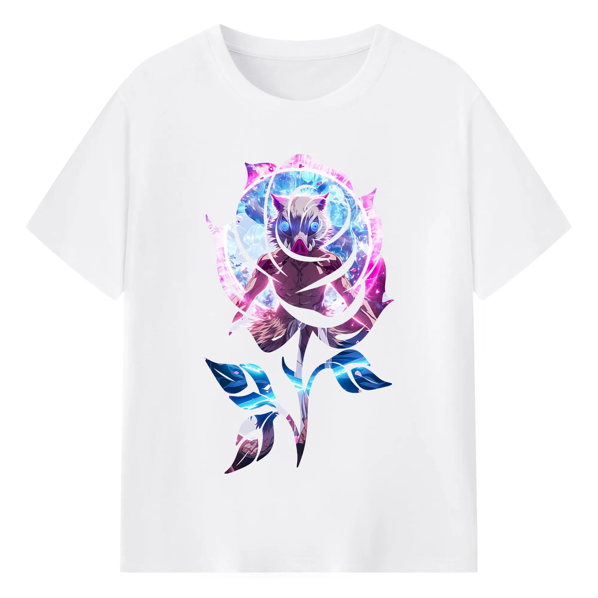 鬼滅の刃 グッズ,嘴平 伊之助 - 綿100％ 半袖Tシャツ ・ フロントプリント ・ 快適 通気性 ・ 日常使い 散歩 スポーツ用