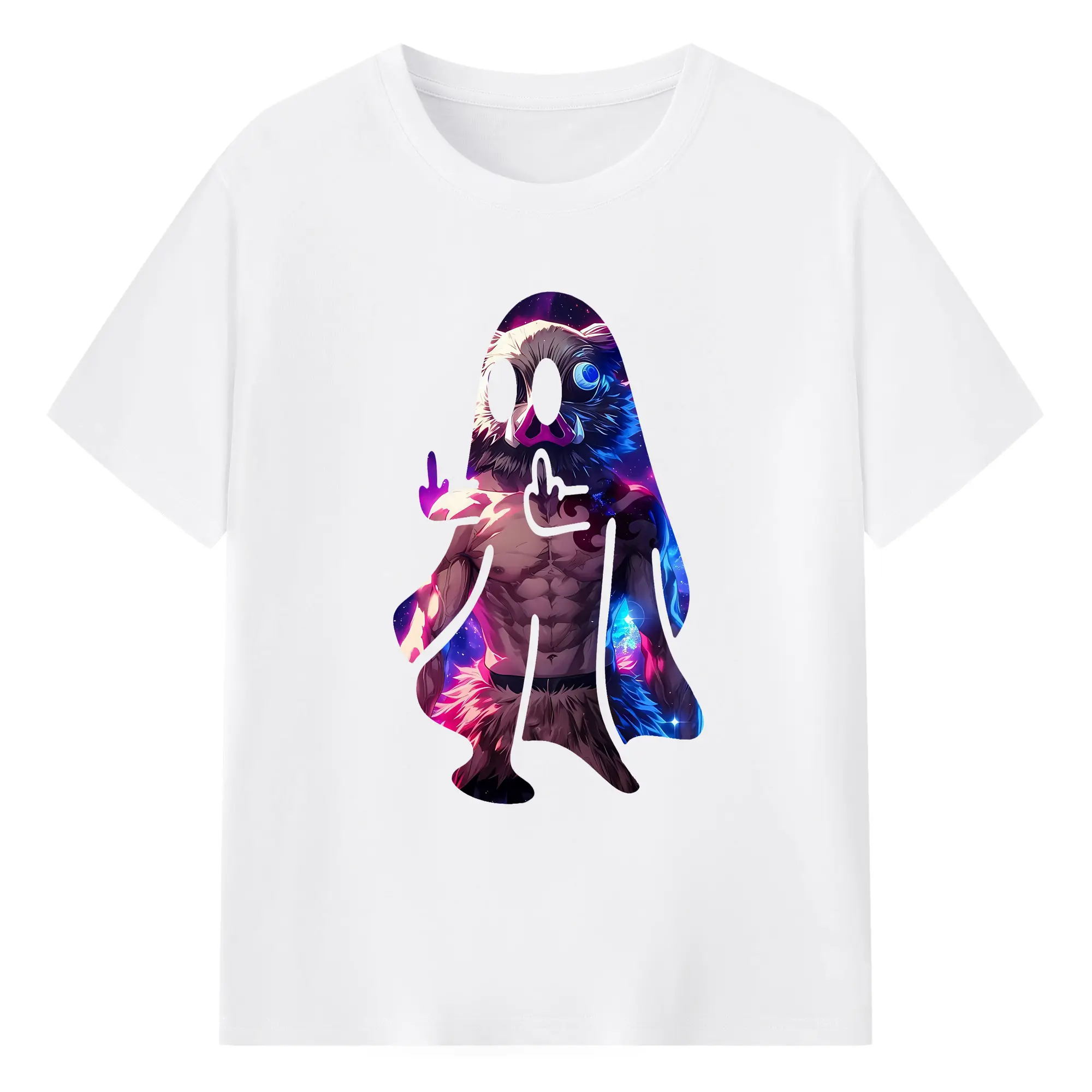 鬼滅の刃 グッズ,嘴平 伊之助 - 綿100％ 半袖Tシャツ ・ フロントプリント ・ 快適 通気性 ・ 日常使い 散歩 スポーツ用