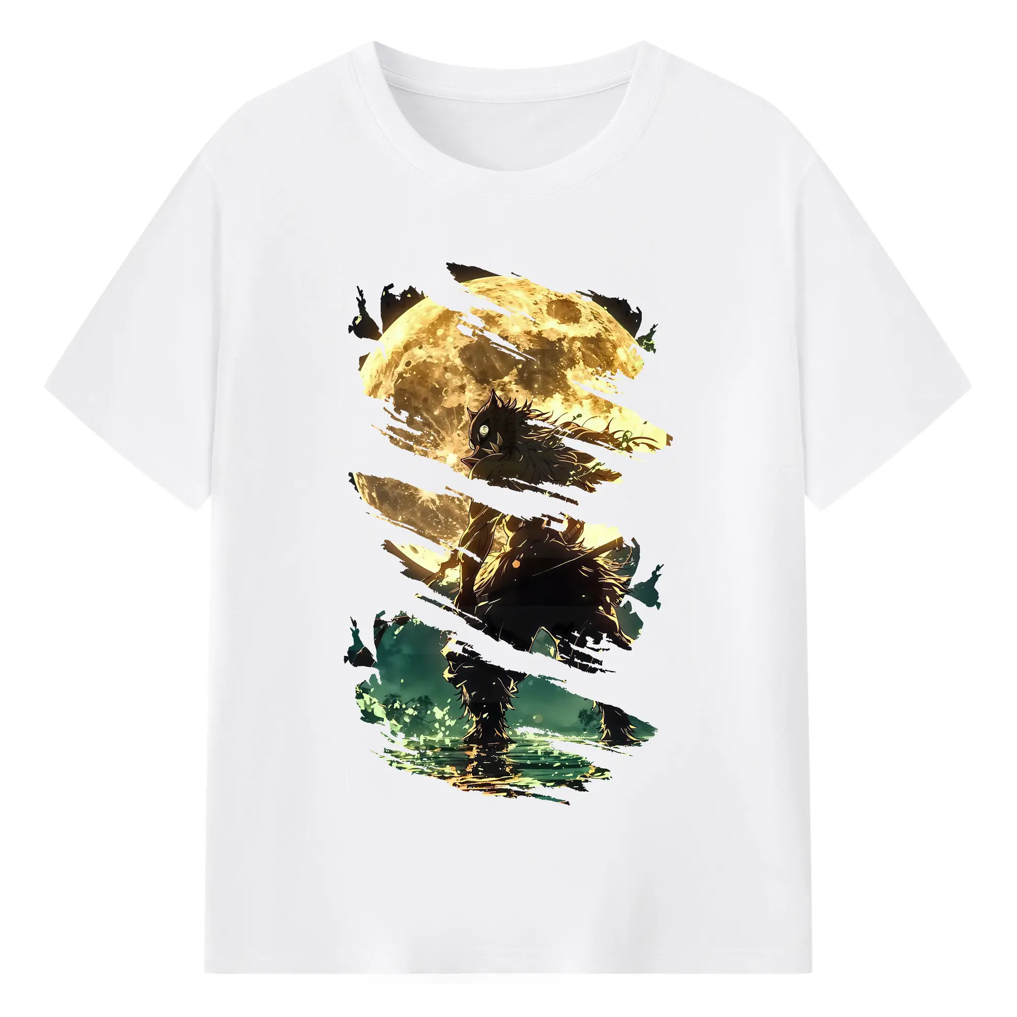 鬼滅の刃 グッズ,嘴平 伊之助 - 綿100％ 半袖Tシャツ ・ フロントプリント ・ 快適 通気性 ・ 日常使い 散歩 スポーツ用