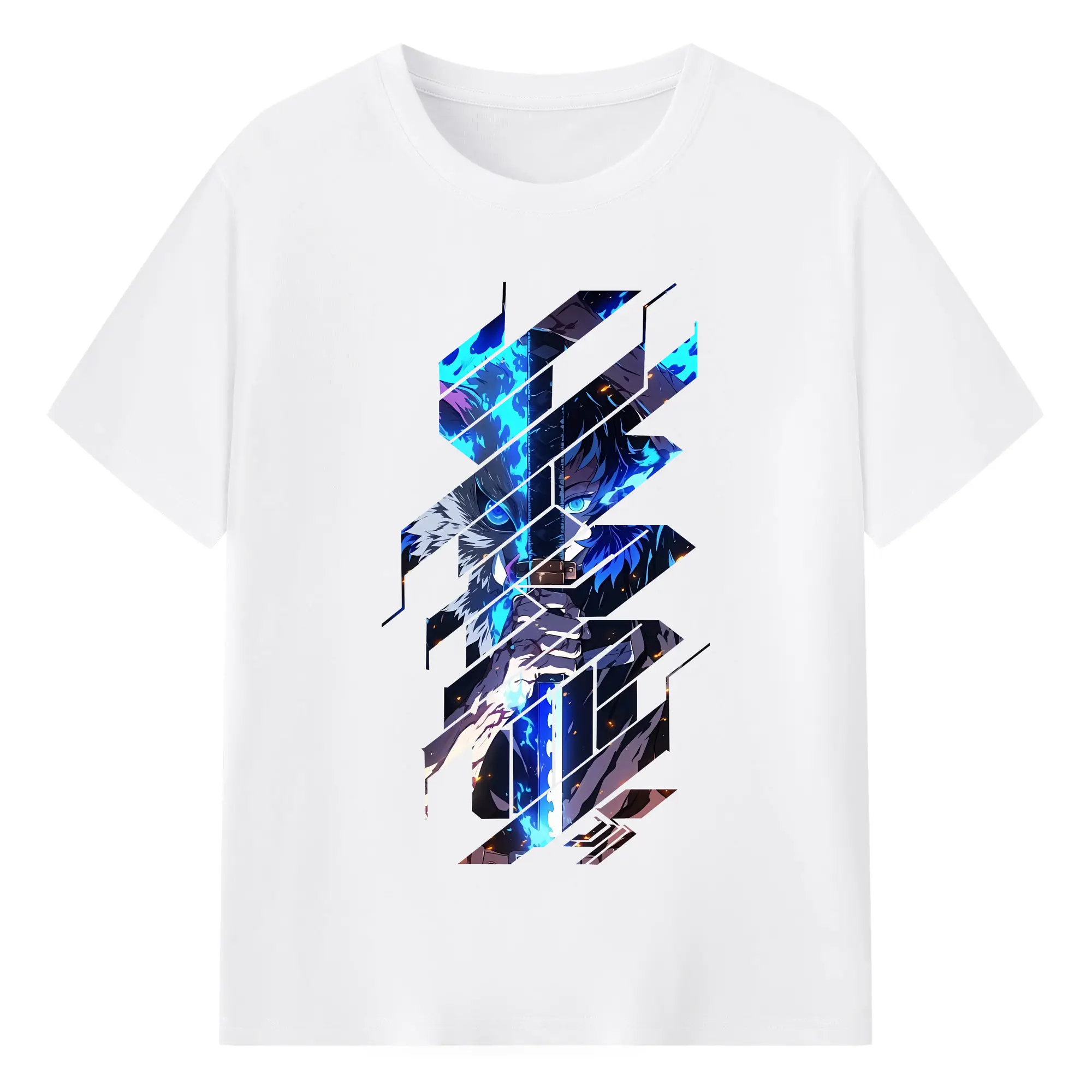 鬼滅の刃 グッズ,嘴平 伊之助 - 綿100％ 半袖Tシャツ ・ フロントプリント ・ 快適 通気性 ・ 日常使い 散歩 スポーツ用