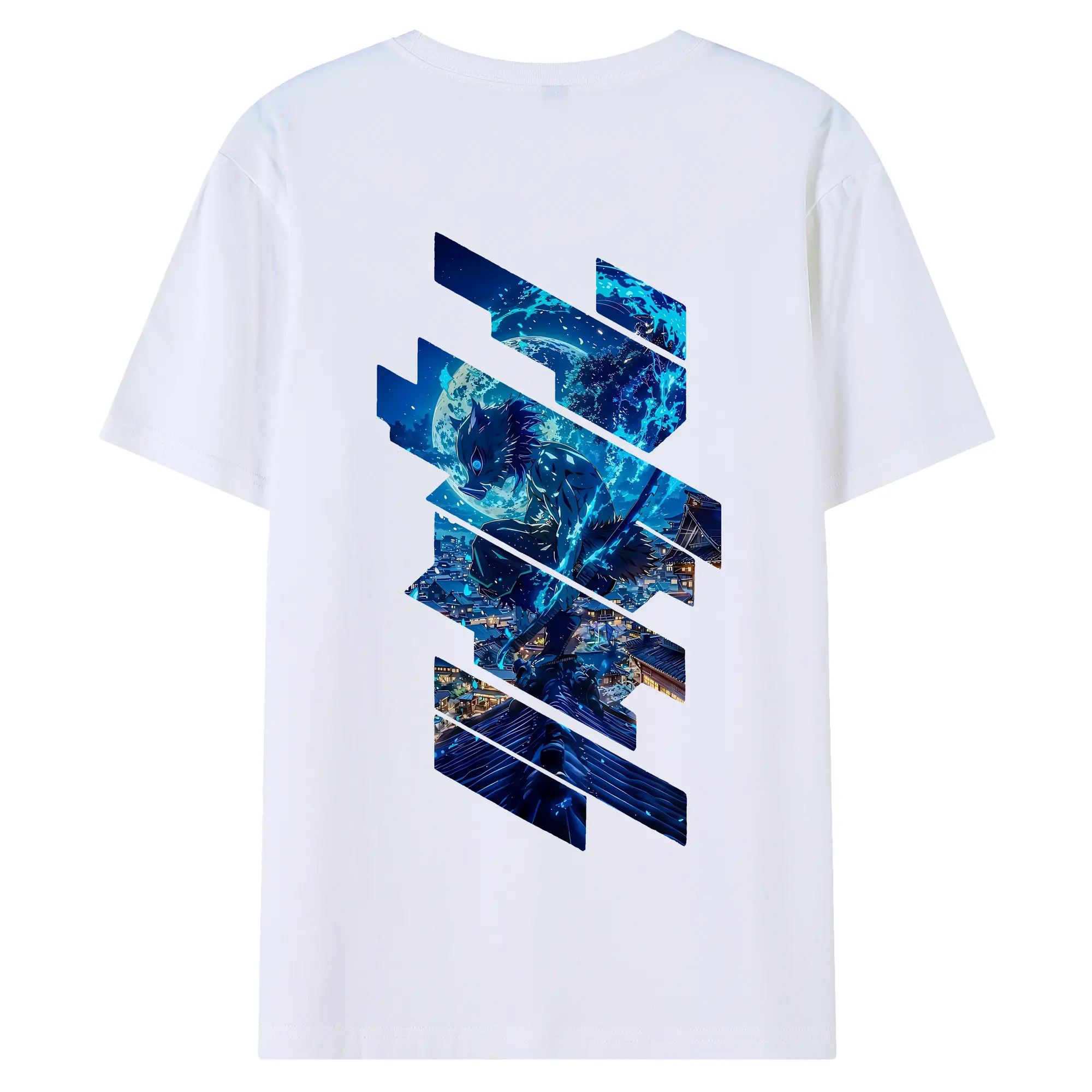 鬼滅の刃 グッズ,嘴平 伊之助 - 綿100％ 半袖Tシャツ ・ バックプリント ・ 快適 通気性 ・ 日常使い 散歩 スポーツ用