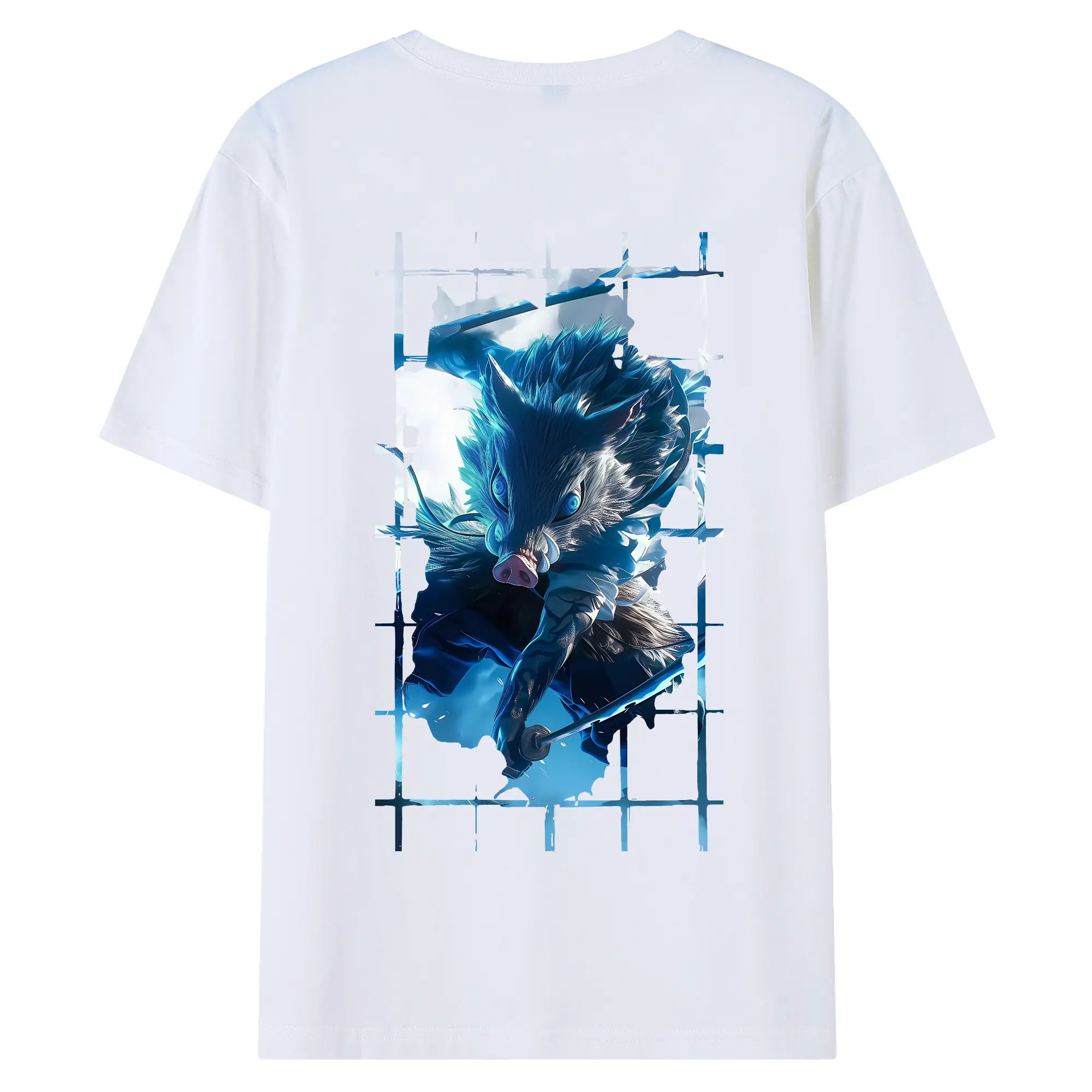 鬼滅の刃 グッズ,嘴平 伊之助 - 綿100％ 半袖Tシャツ ・ バックプリント ・ 快適 通気性 ・ 日常使い 散歩 スポーツ用