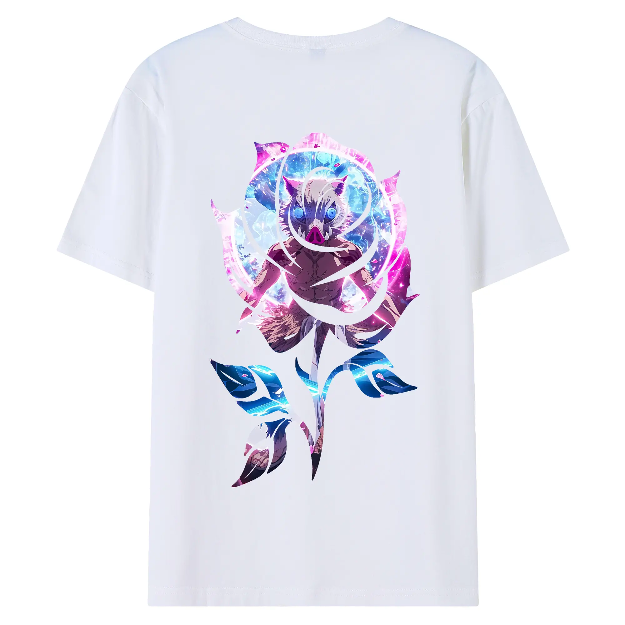 鬼滅の刃 グッズ,嘴平 伊之助 - 綿100％ 半袖Tシャツ ・ バックプリント ・ 快適 通気性 ・ 日常使い 散歩 スポーツ用