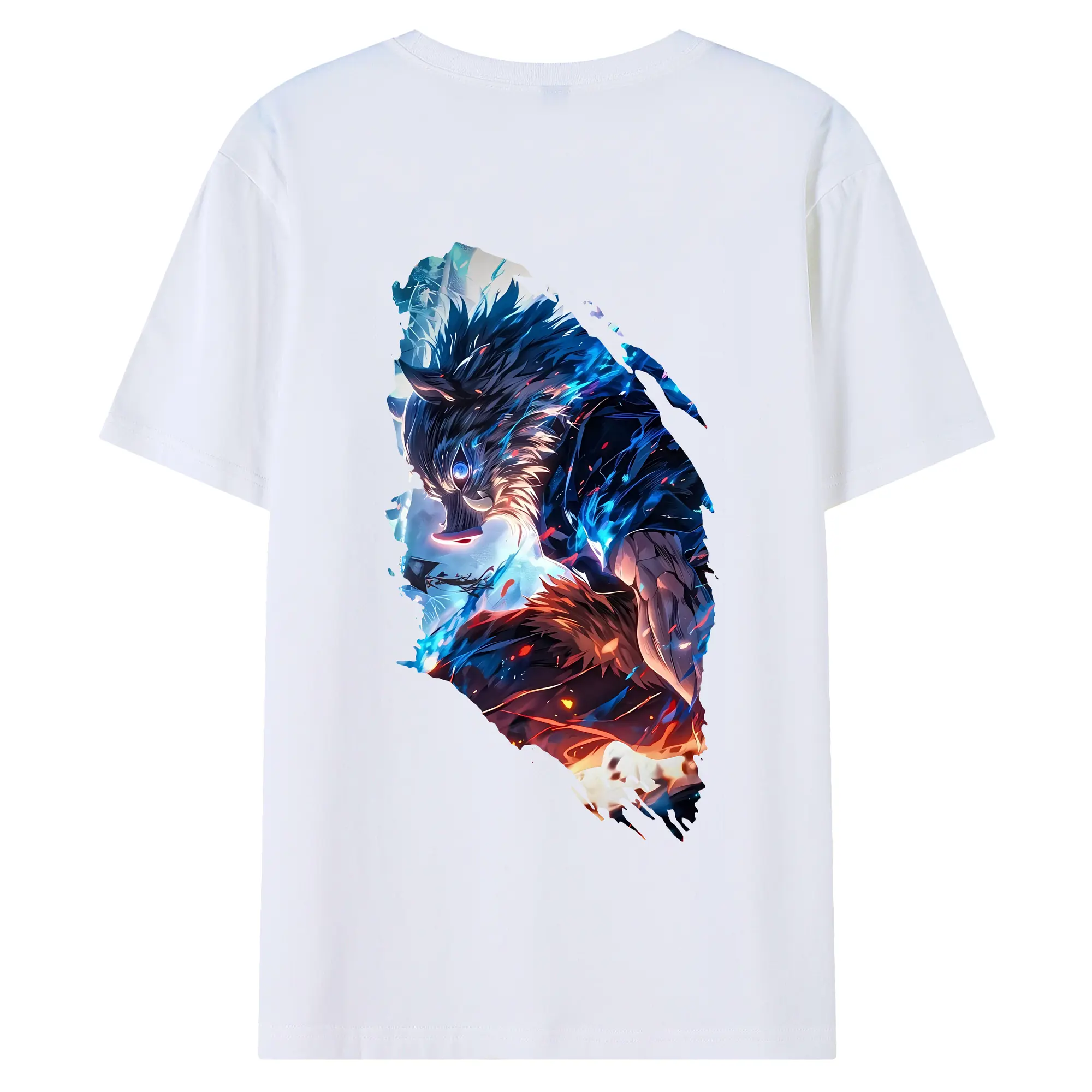 鬼滅の刃 グッズ,嘴平 伊之助 - 綿100％ 半袖Tシャツ ・ バックプリント ・ 快適 通気性 ・ 日常使い 散歩 スポーツ用