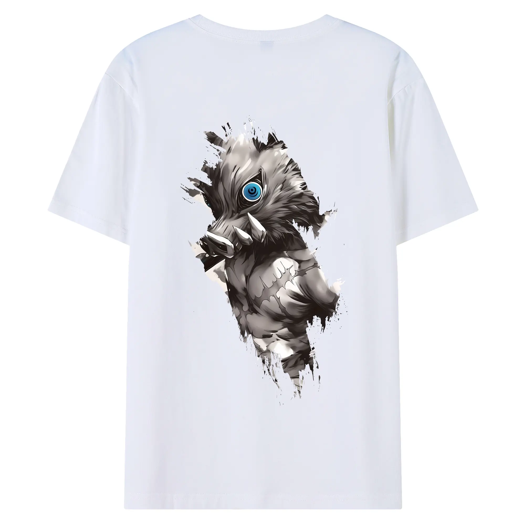 鬼滅の刃 グッズ,嘴平 伊之助 - 綿100％ 半袖Tシャツ ・ バックプリント ・ 快適 通気性 ・ 日常使い 散歩 スポーツ用