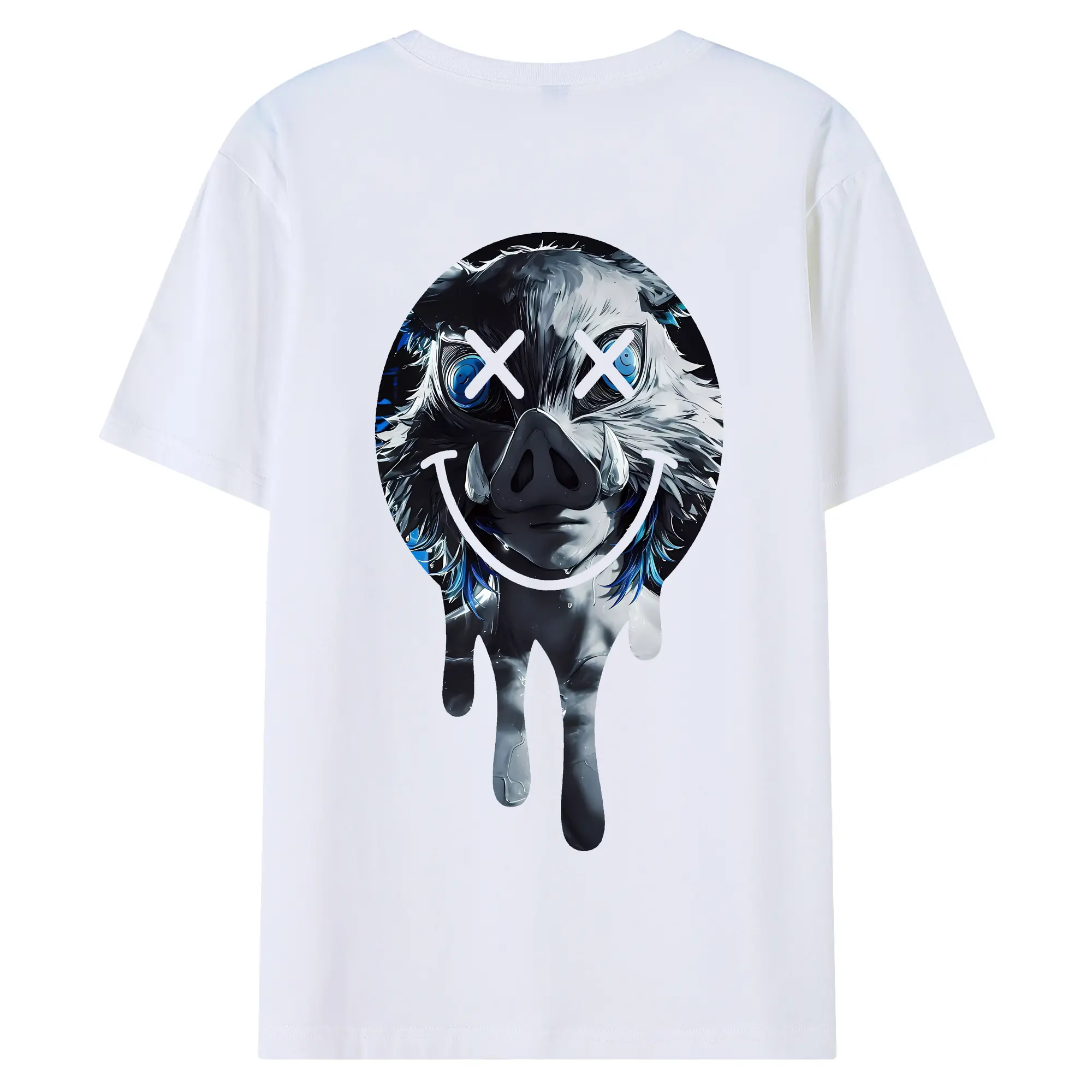 鬼滅の刃 グッズ,嘴平 伊之助 - 綿100％ 半袖Tシャツ ・ バックプリント ・ 快適 通気性 ・ 日常使い 散歩 スポーツ用