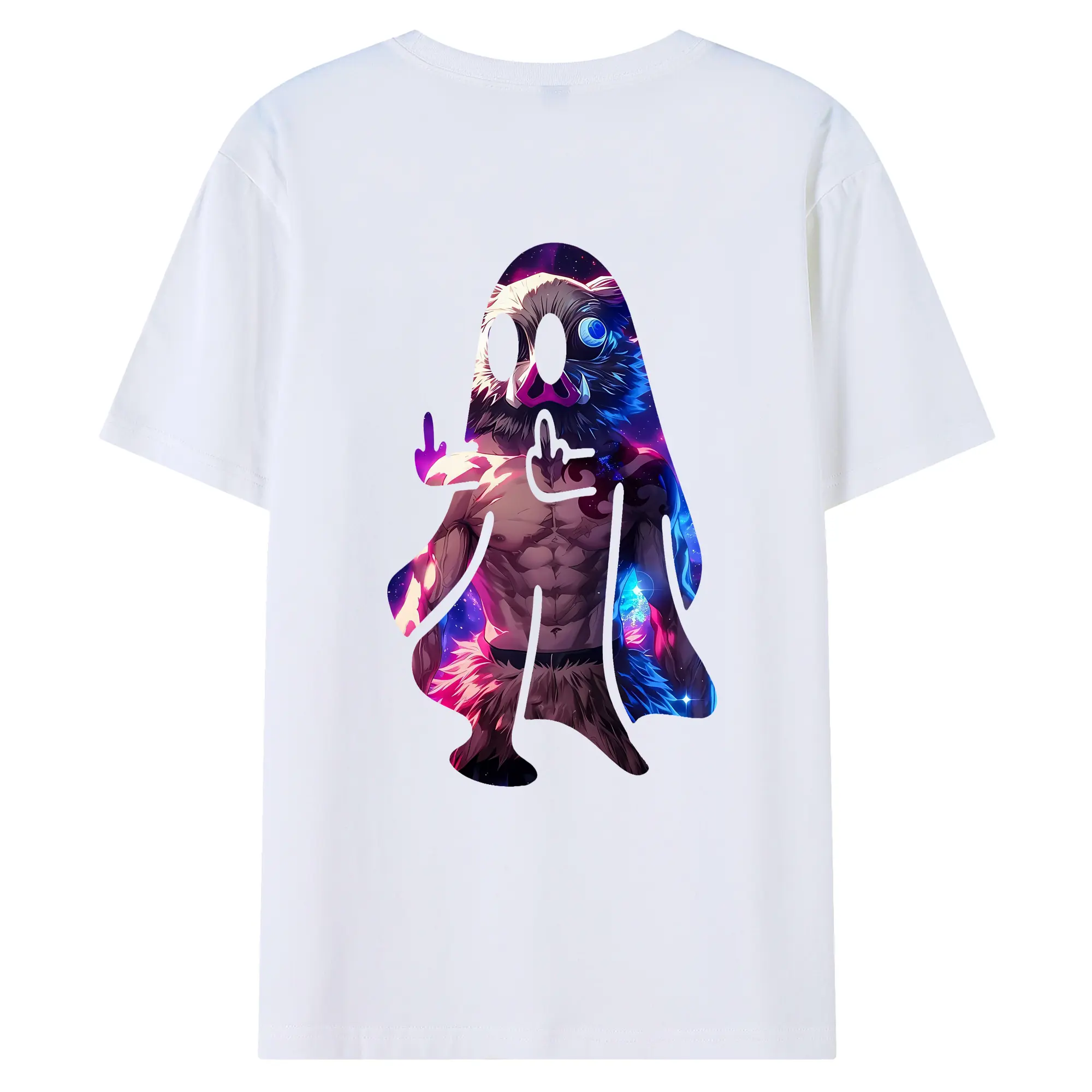 鬼滅の刃 グッズ,嘴平 伊之助 - 綿100％ 半袖Tシャツ ・ バックプリント ・ 快適 通気性 ・ 日常使い 散歩 スポーツ用