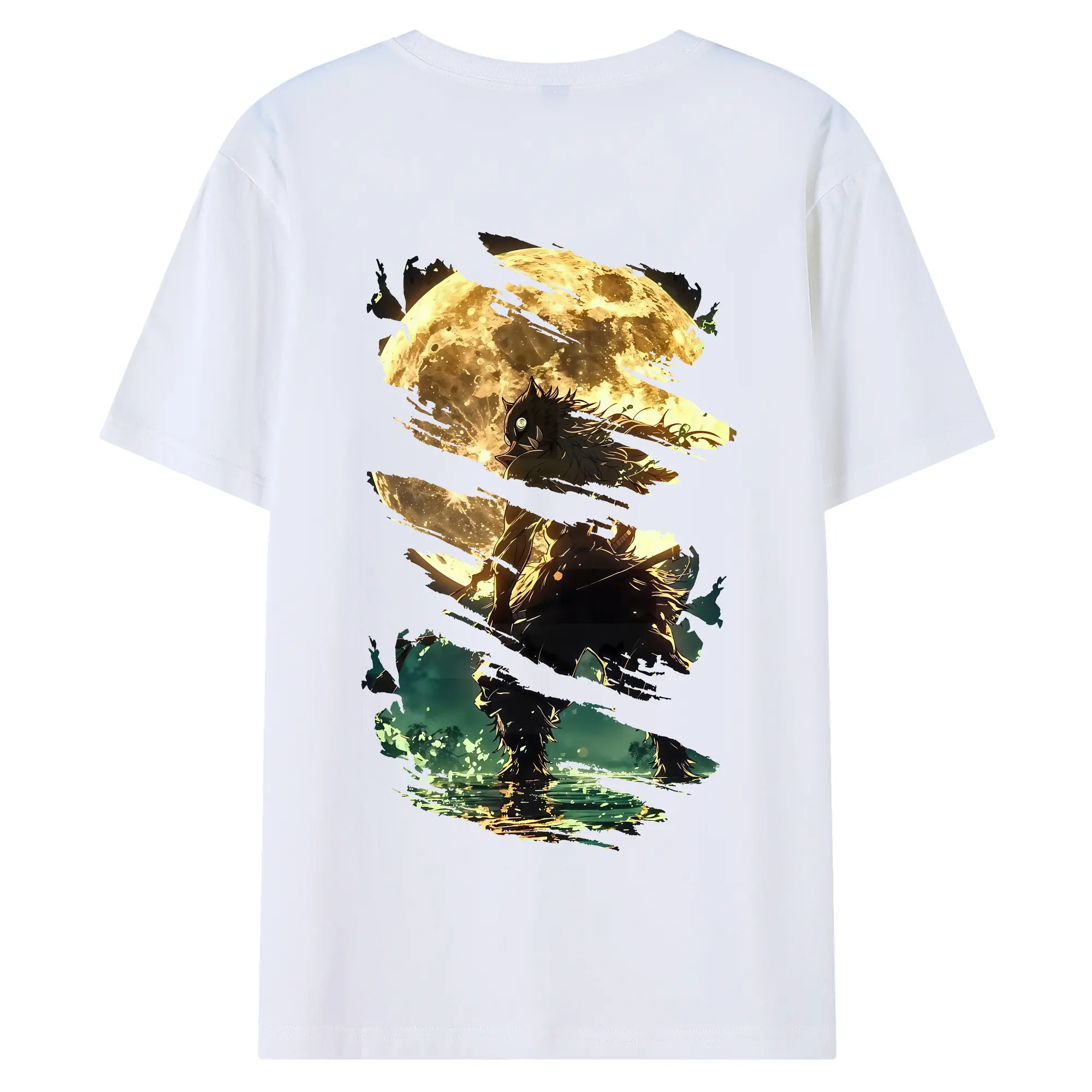 鬼滅の刃 グッズ,嘴平 伊之助 - 綿100％ 半袖Tシャツ ・ バックプリント ・ 快適 通気性 ・ 日常使い 散歩 スポーツ用