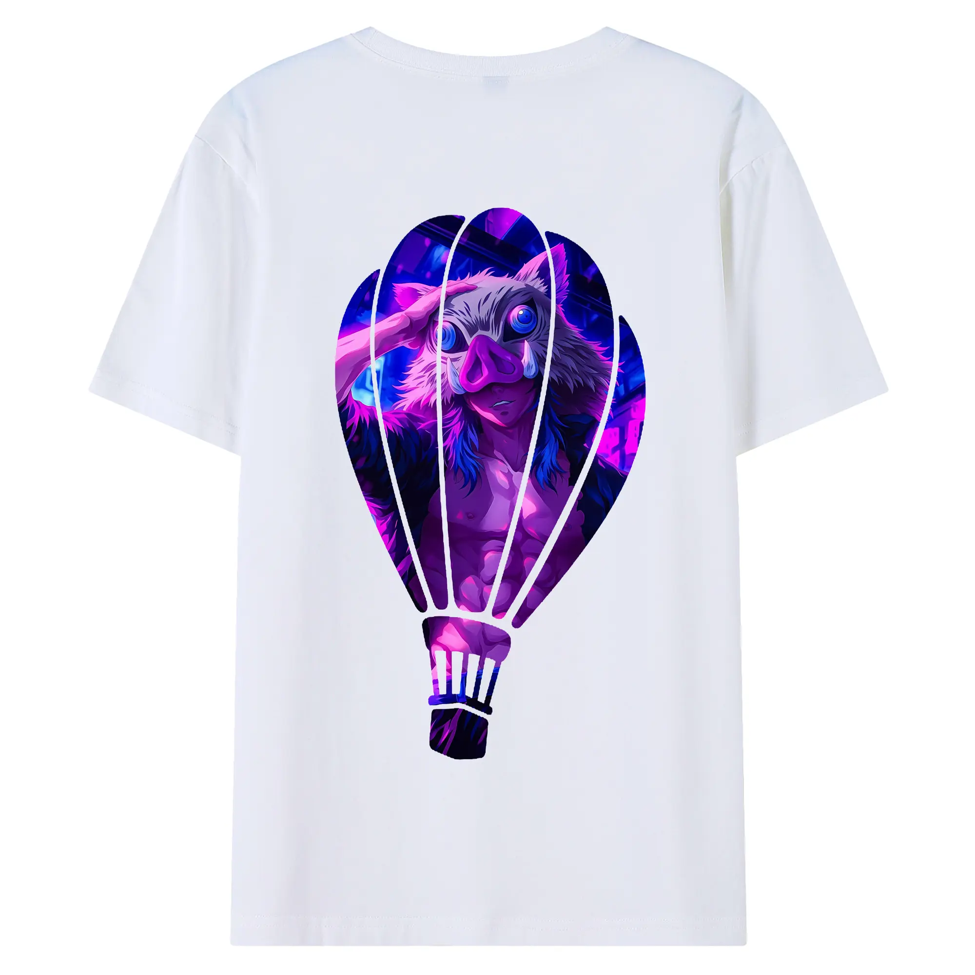 鬼滅の刃 グッズ,嘴平 伊之助 - 綿100％ 半袖Tシャツ ・ バックプリント ・ 快適 通気性 ・ 日常使い 散歩 スポーツ用