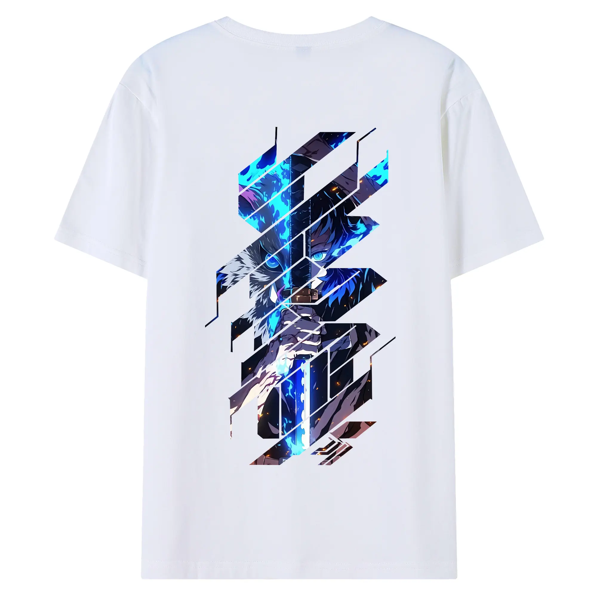 鬼滅の刃 グッズ,嘴平 伊之助 - 綿100％ 半袖Tシャツ ・ バックプリント ・ 快適 通気性 ・ 日常使い 散歩 スポーツ用