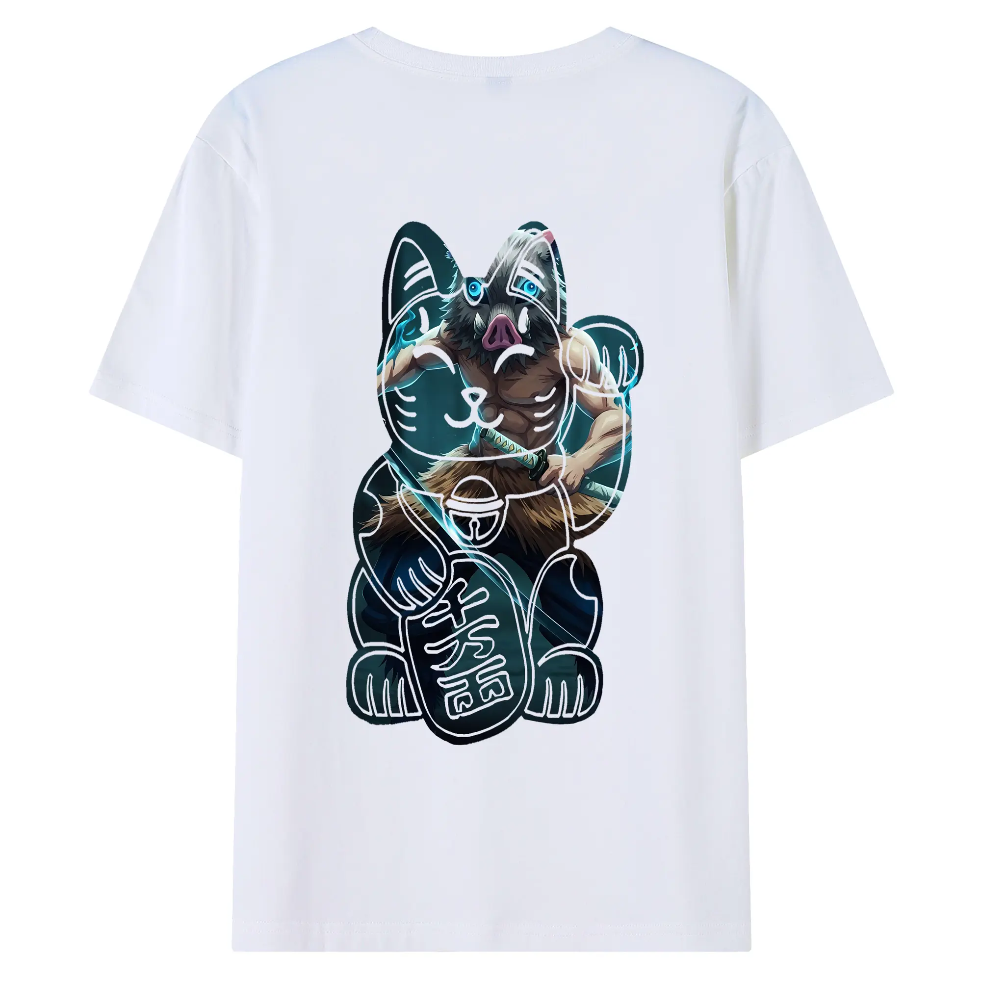 鬼滅の刃 グッズ,嘴平 伊之助 - 綿100％ 半袖Tシャツ ・ バックプリント ・ 快適 通気性 ・ 日常使い 散歩 スポーツ用