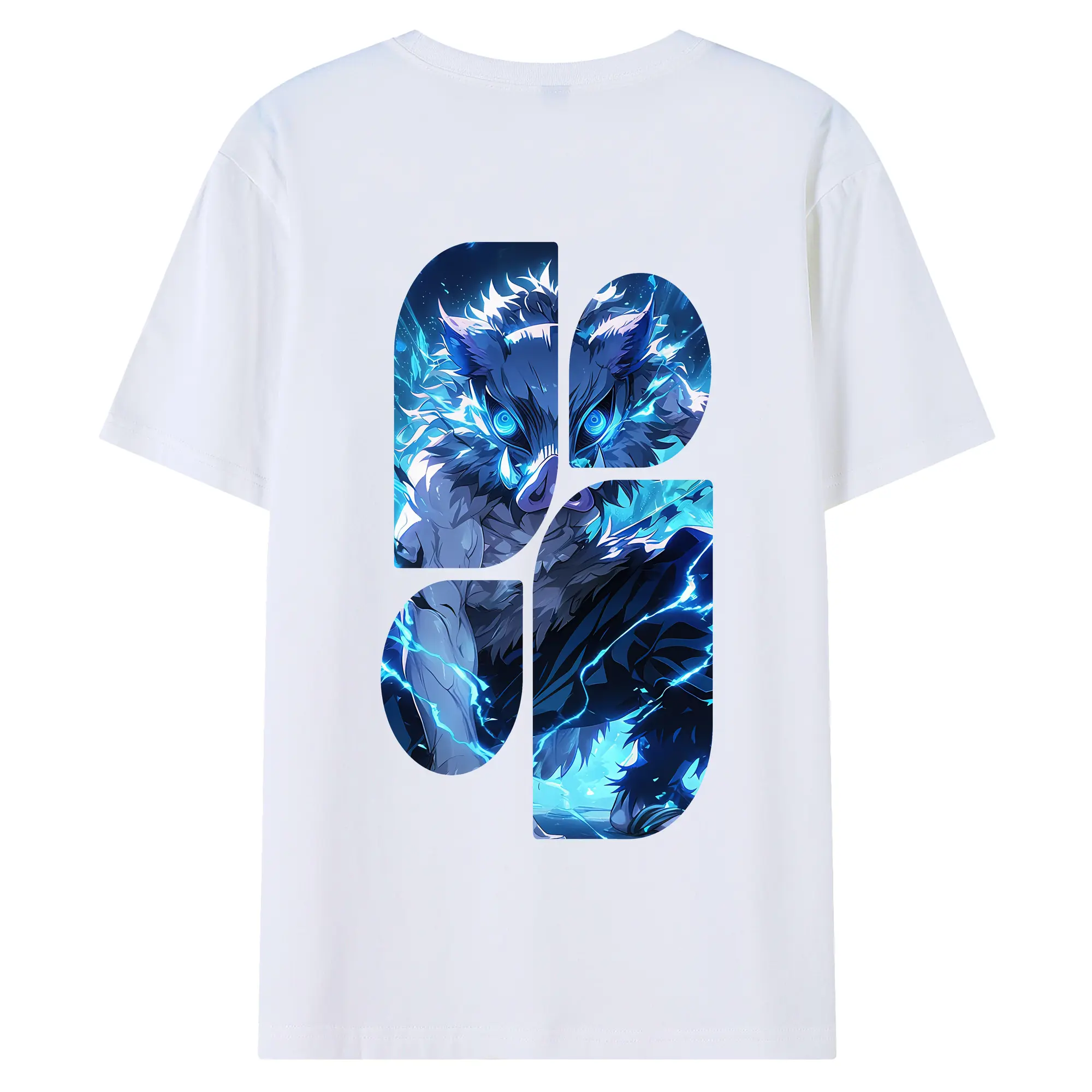 鬼滅の刃 グッズ,嘴平 伊之助 - 綿100％ 半袖Tシャツ ・ バックプリント ・ 快適 通気性 ・ 日常使い 散歩 スポーツ用