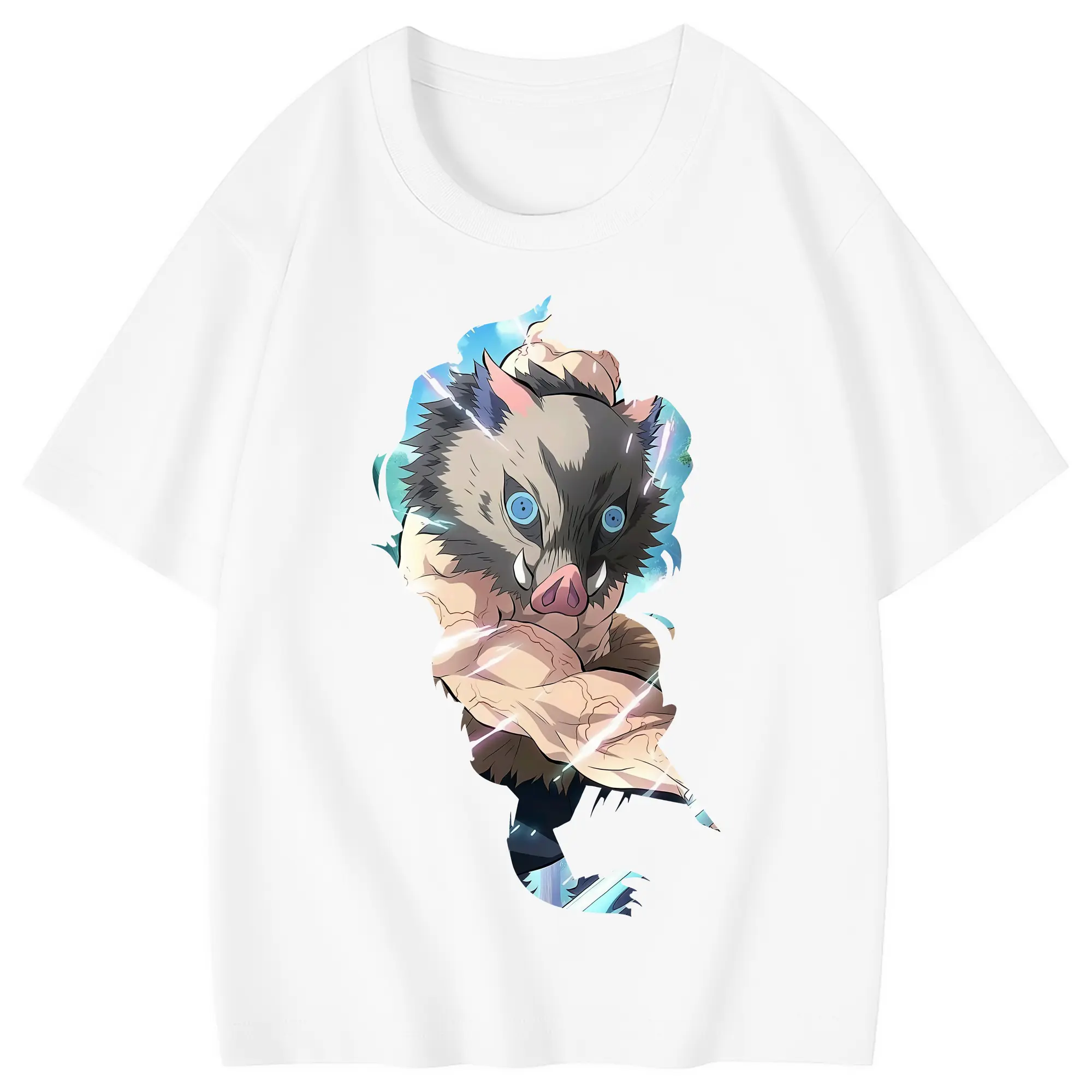 鬼滅の刃 グッズ,嘴平 伊之助 - 綿100％ キッズTシャツ ・ フロントプリント ・ 快適 通気性 ・ スポーツ カジュアル 散歩用