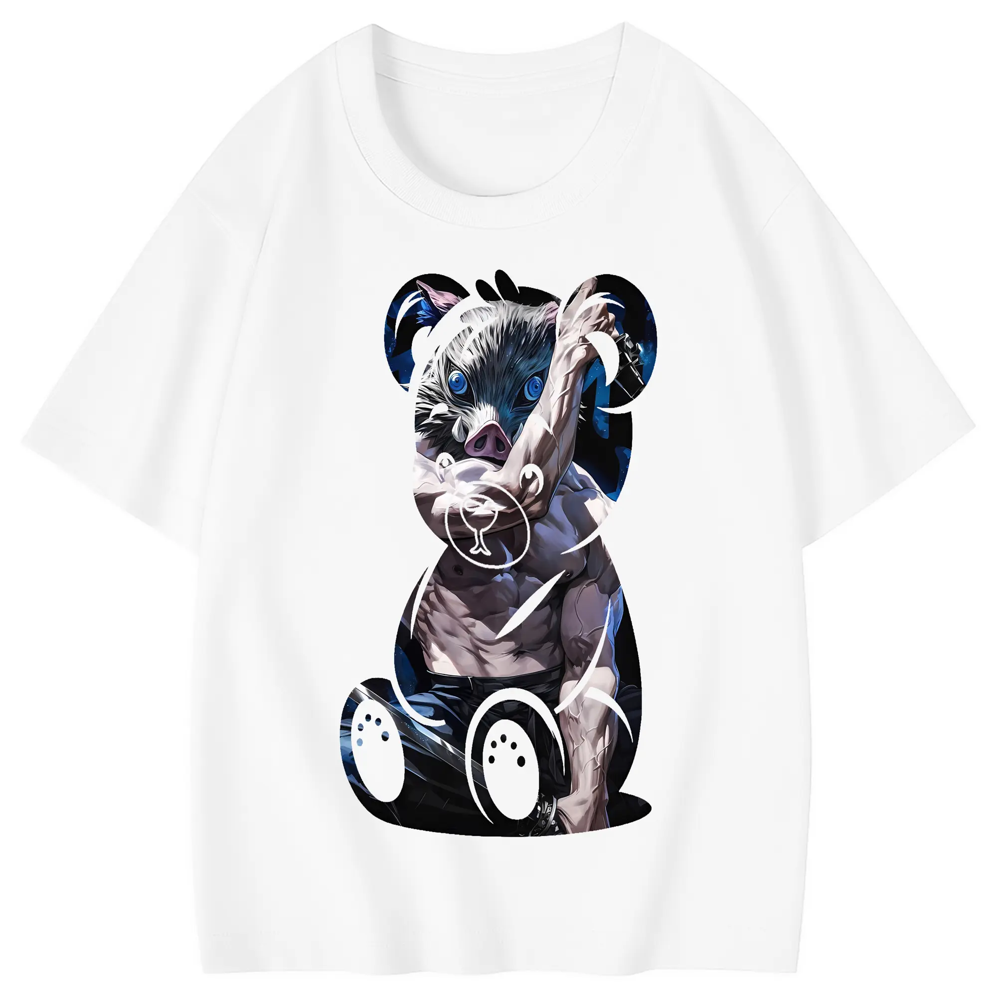 鬼滅の刃 グッズ,嘴平 伊之助 - 綿100％ キッズTシャツ ・ フロントプリント ・ 快適 通気性 ・ スポーツ カジュアル 散歩用