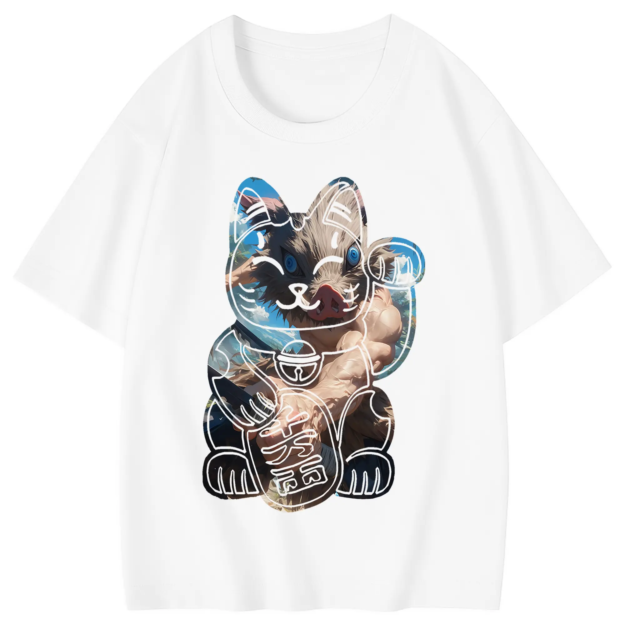 鬼滅の刃 グッズ,嘴平 伊之助 - 綿100％ キッズTシャツ ・ フロントプリント ・ 快適 通気性 ・ スポーツ カジュアル 散歩用