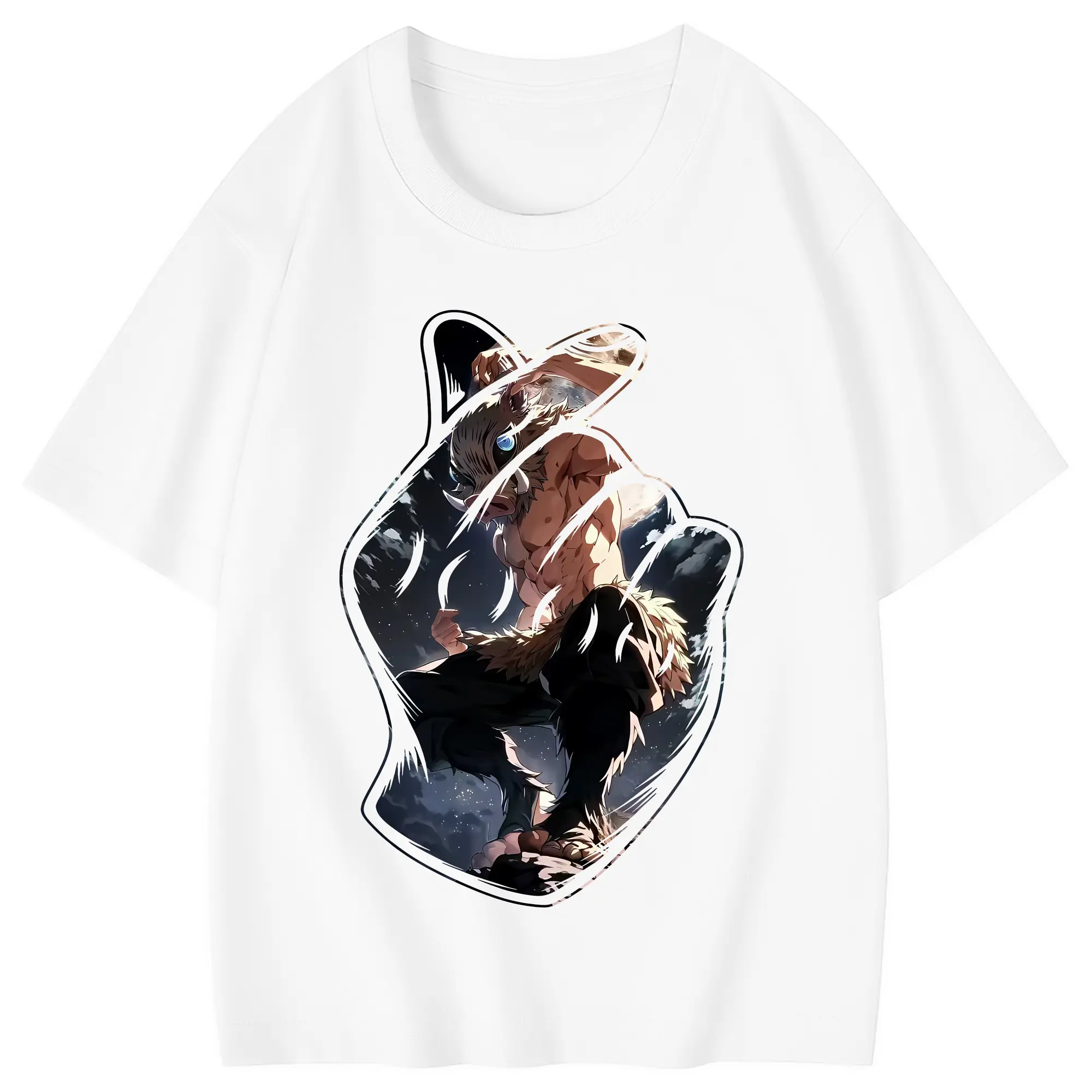 鬼滅の刃 グッズ,嘴平 伊之助 - 綿100％ キッズTシャツ ・ フロントプリント ・ 快適 通気性 ・ スポーツ カジュアル 散歩用