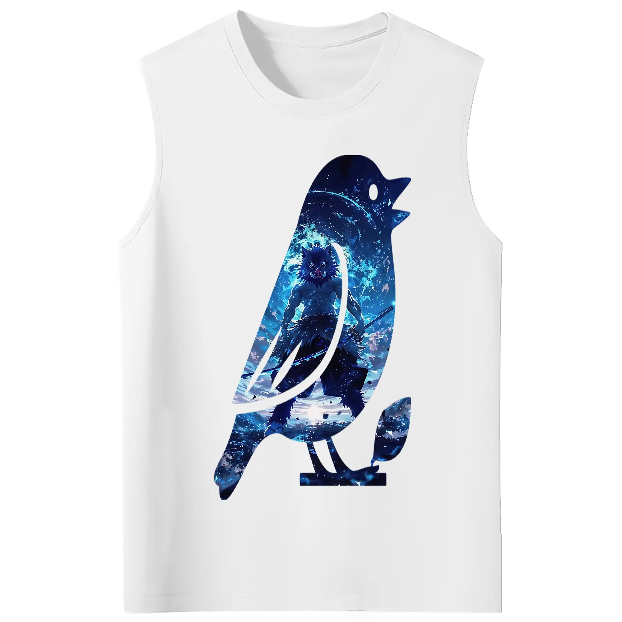 鬼滅の刃 グッズ,嘴平 伊之助 - コットン100％ タンクトップ ・ フロントプリント ・ タイトフィット ・ 快適 通気性 ・ スポーツ カジュアル 散歩用