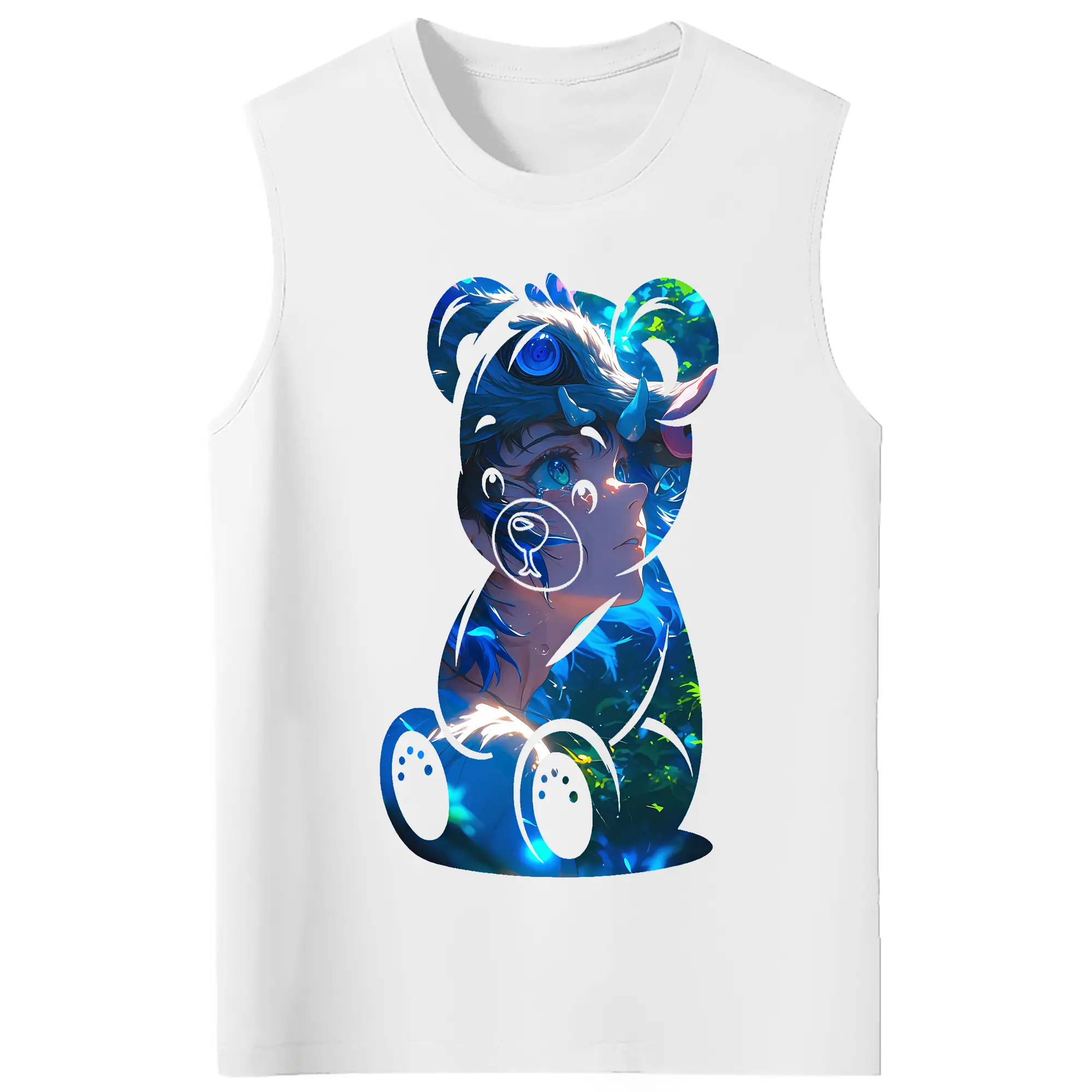 鬼滅の刃 グッズ,嘴平 伊之助 - コットン100％ タンクトップ ・ フロントプリント ・ タイトフィット ・ 快適 通気性 ・ スポーツ カジュアル 散歩用