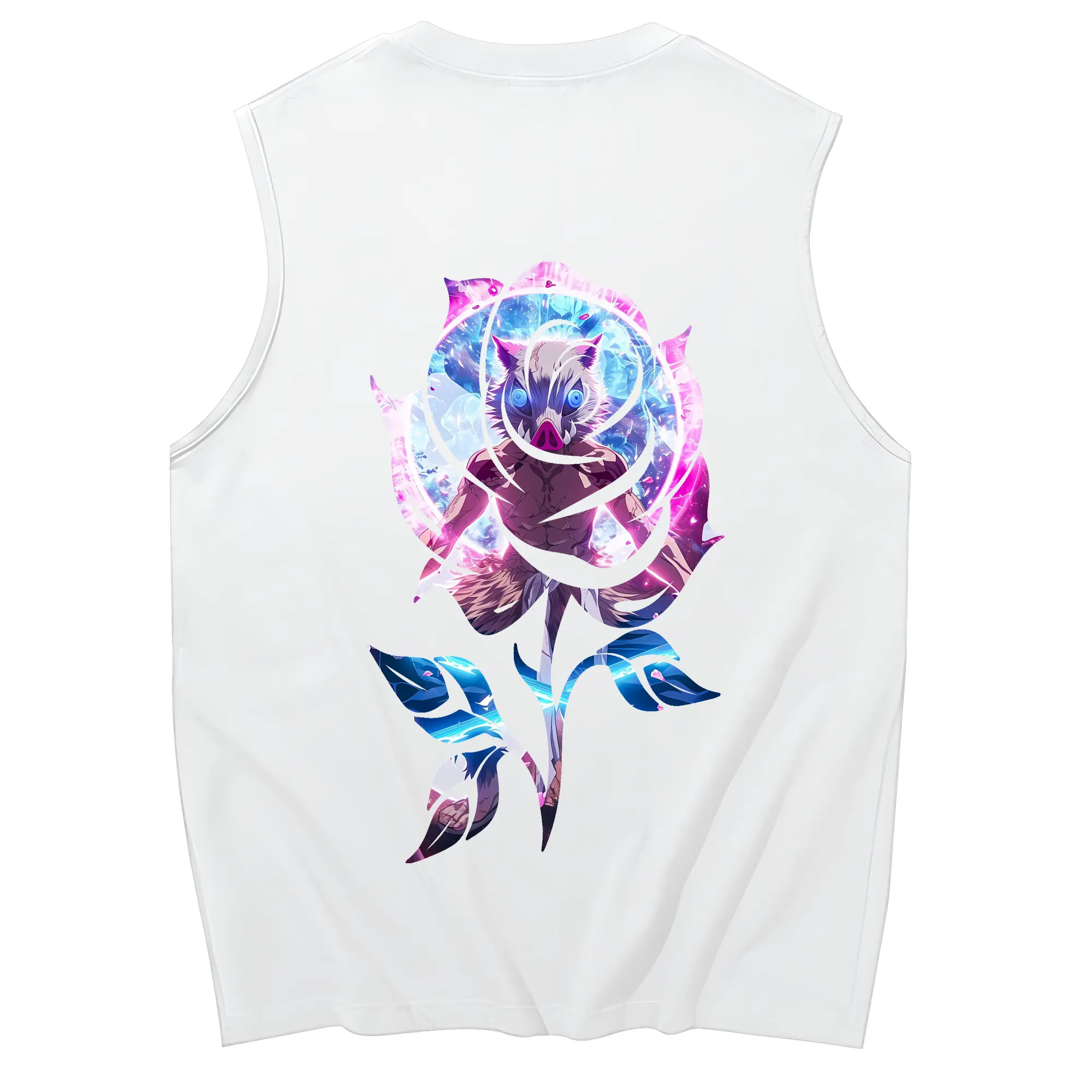 鬼滅の刃 グッズ,嘴平 伊之助 - コットン100％ タンクトップ ・ 背面プリント ・ タイトシルエット ・ 快適 通気性 ・ スポーツ カジュアル 散歩用