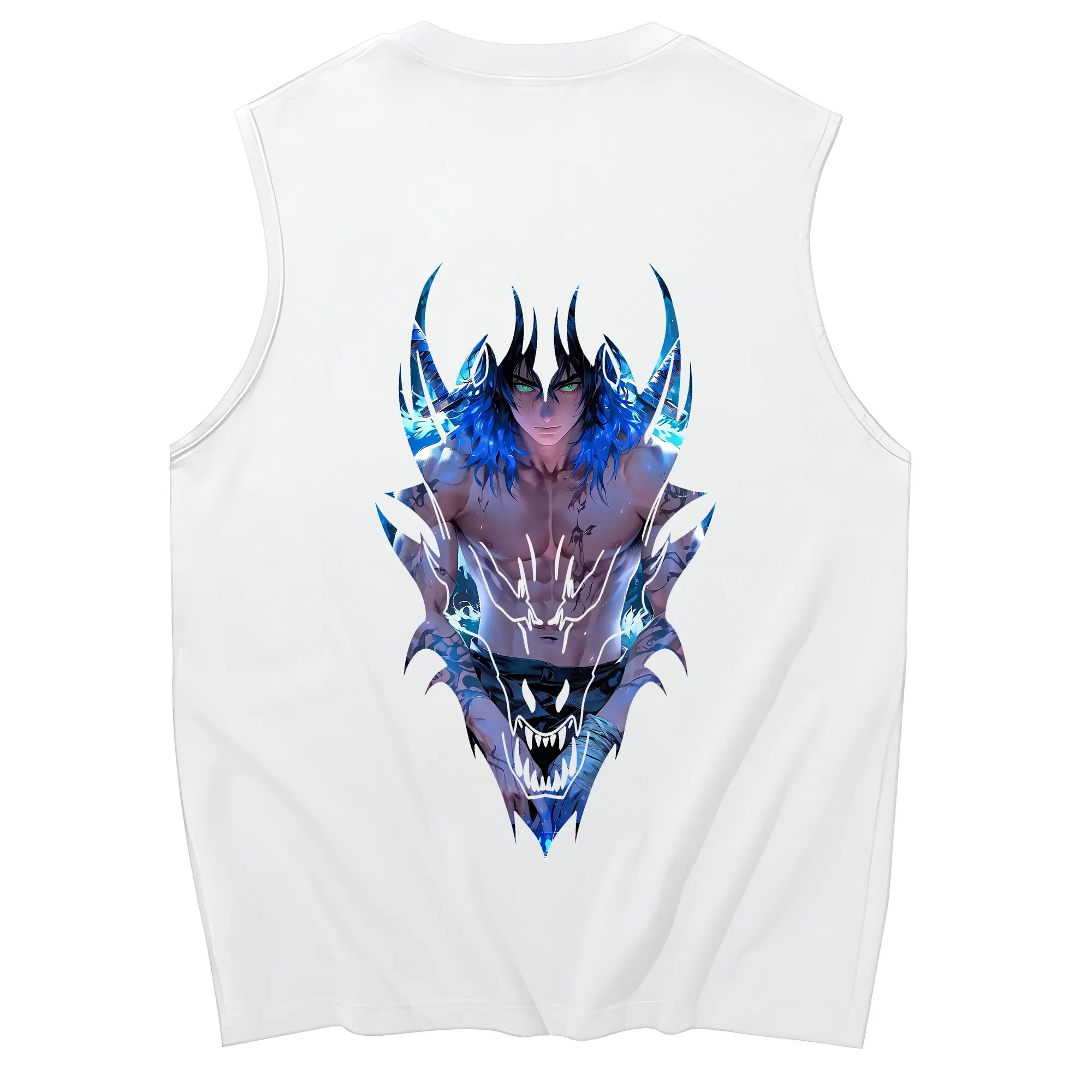 鬼滅の刃 グッズ,嘴平 伊之助 - コットン100％ タンクトップ ・ 背面プリント ・ タイトシルエット ・ 快適 通気性 ・ スポーツ カジュアル 散歩用
