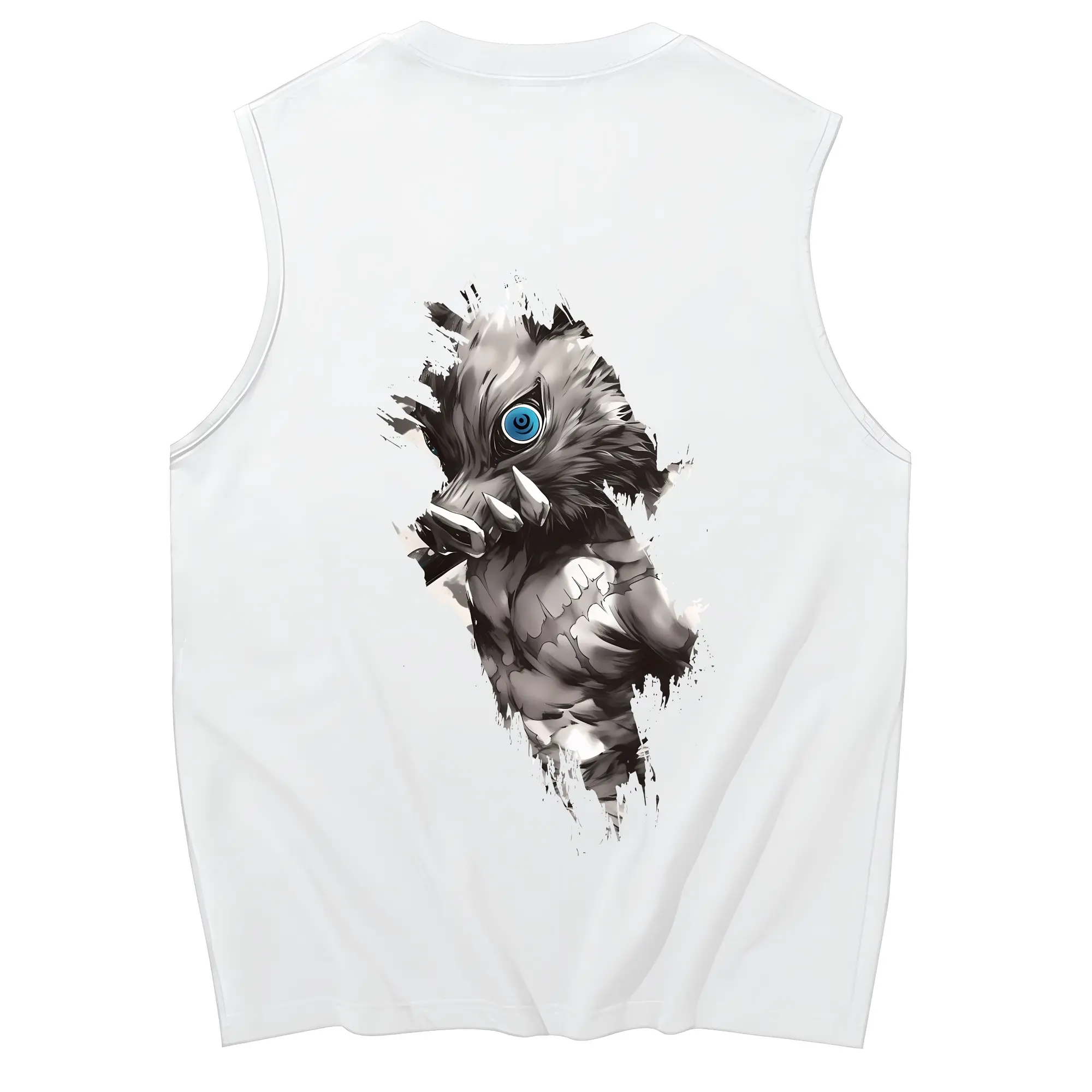 鬼滅の刃 グッズ,嘴平 伊之助 - コットン100％ タンクトップ ・ 背面プリント ・ タイトシルエット ・ 快適 通気性 ・ スポーツ カジュアル 散歩用