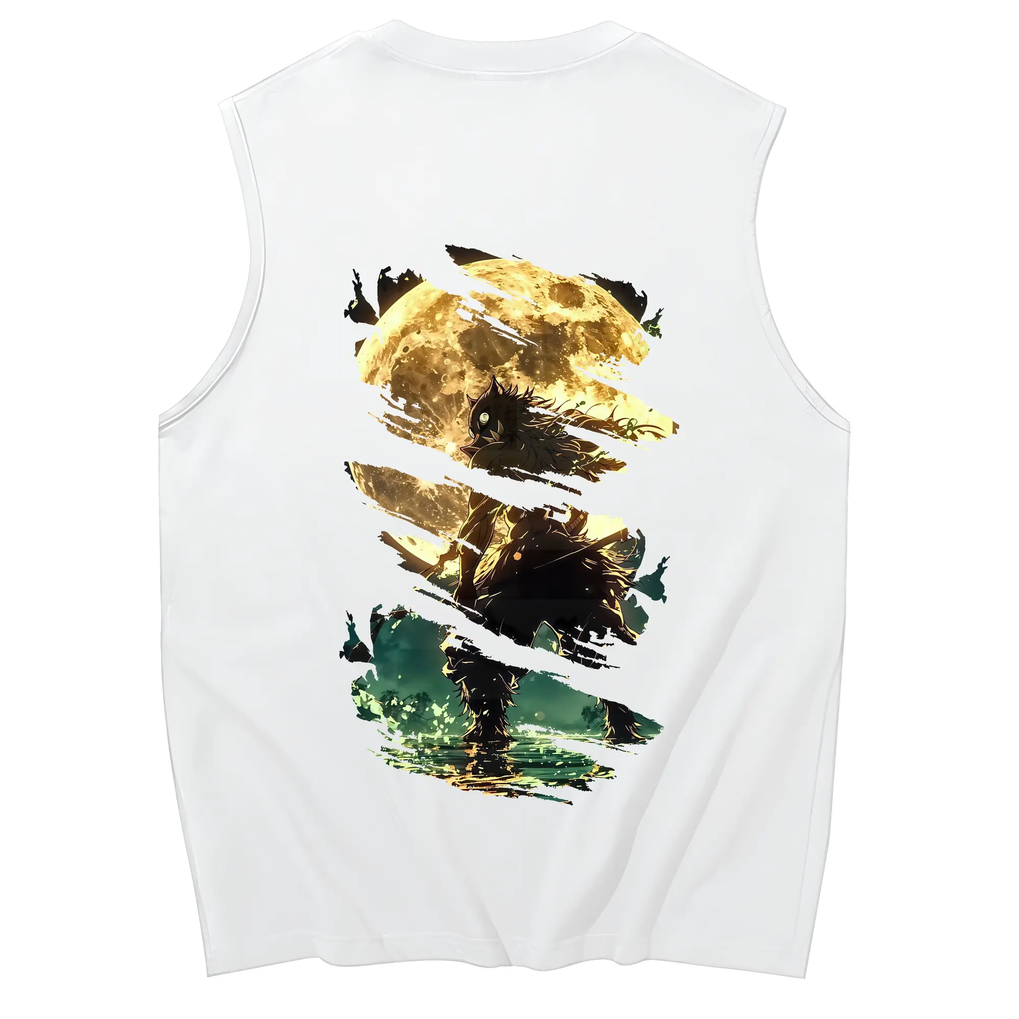 鬼滅の刃 グッズ,嘴平 伊之助 - コットン100％ タンクトップ ・ 背面プリント ・ タイトシルエット ・ 快適 通気性 ・ スポーツ カジュアル 散歩用