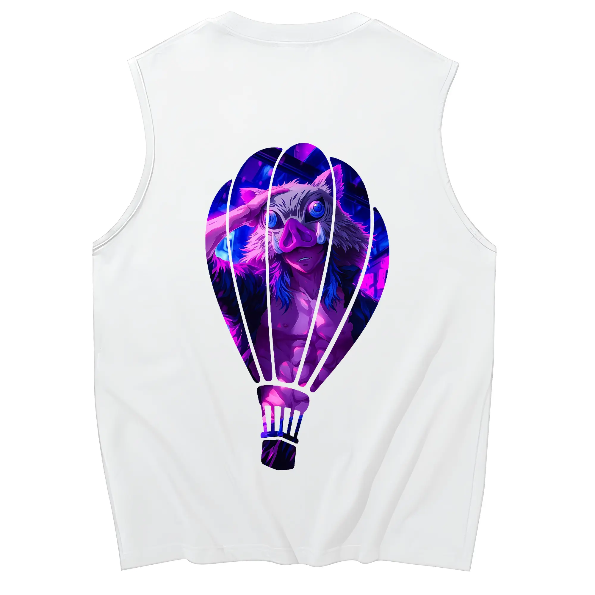 鬼滅の刃 グッズ,嘴平 伊之助 - コットン100％ タンクトップ ・ 背面プリント ・ タイトシルエット ・ 快適 通気性 ・ スポーツ カジュアル 散歩用