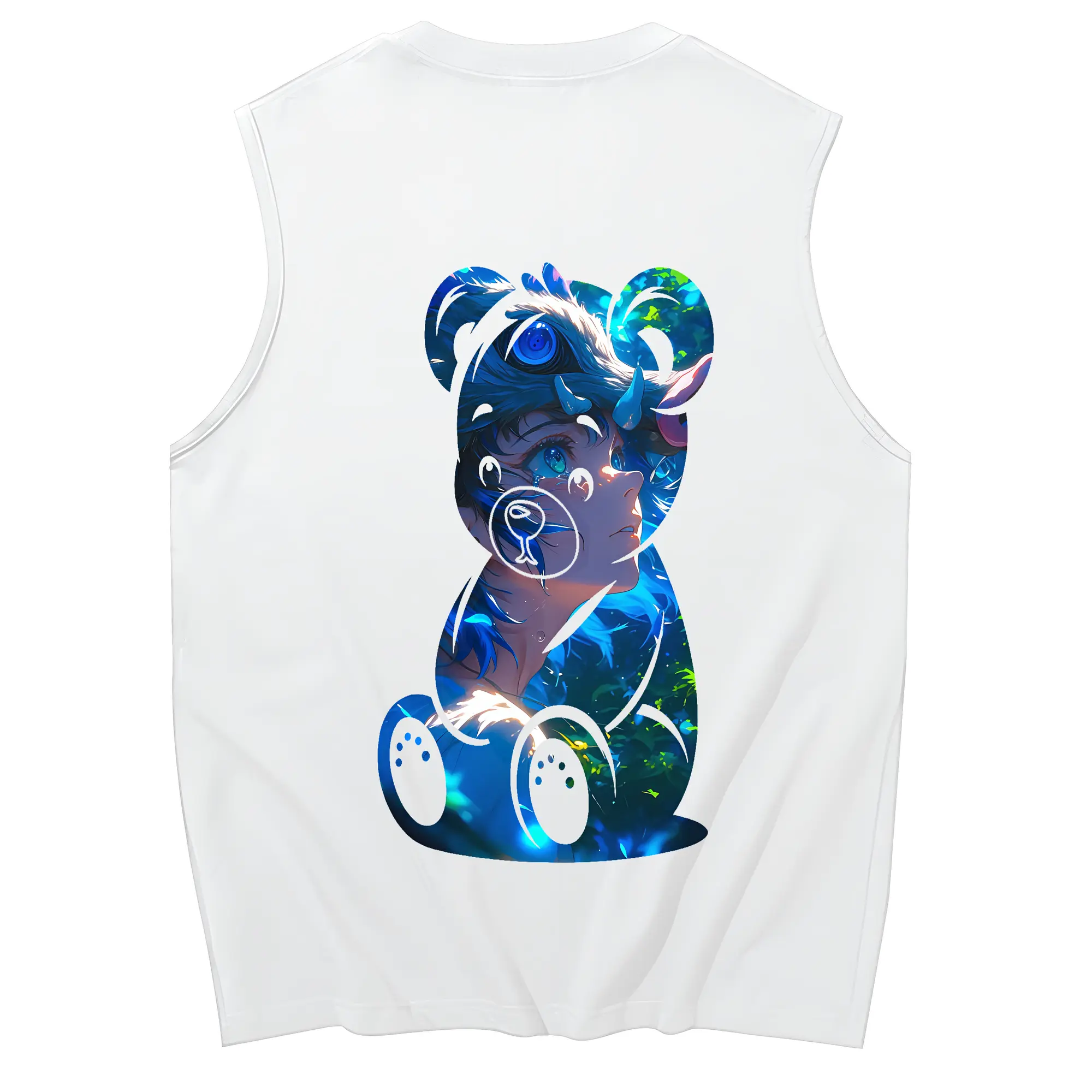 鬼滅の刃 グッズ,嘴平 伊之助 - コットン100％ タンクトップ ・ 背面プリント ・ タイトシルエット ・ 快適 通気性 ・ スポーツ カジュアル 散歩用