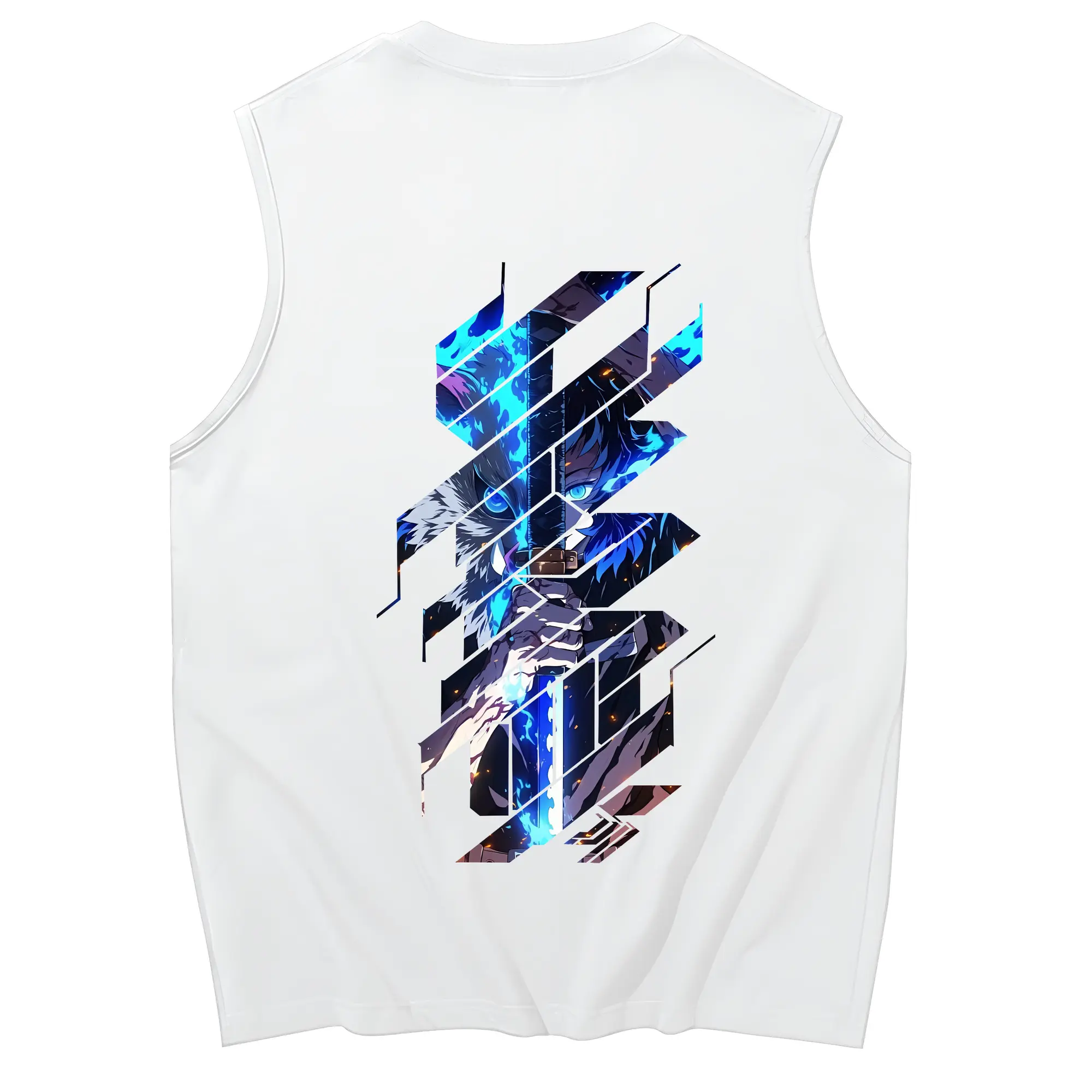 鬼滅の刃 グッズ,嘴平 伊之助 - コットン100％ タンクトップ ・ 背面プリント ・ タイトシルエット ・ 快適 通気性 ・ スポーツ カジュアル 散歩用