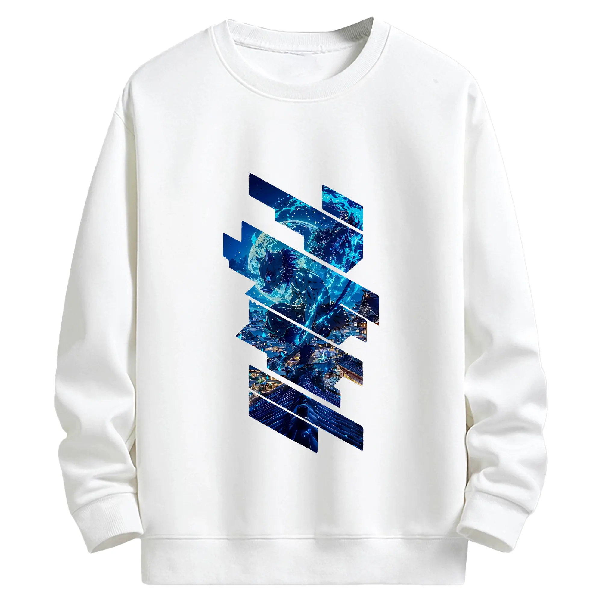 鬼滅の刃 グッズ,嘴平 伊之助 - 高品質 クルーネック スウェット ・ コットン59％ ポリエステル41％ ・ ユニセックス 長袖 トレーナー ・ カジュアル デイリー スポーツ 散歩用