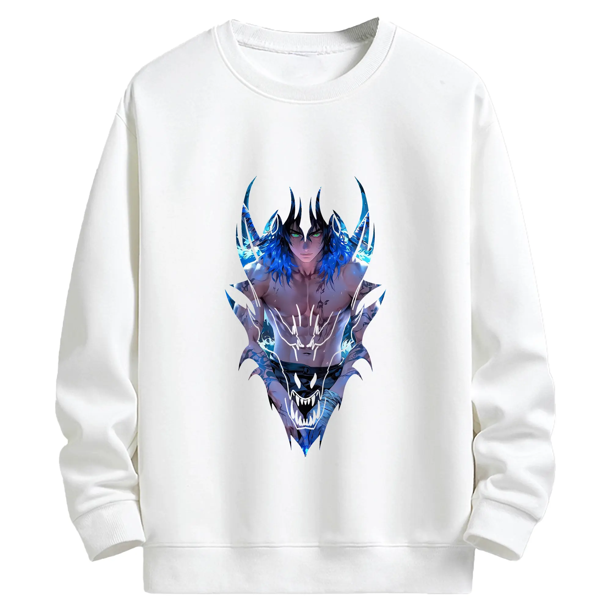 鬼滅の刃 グッズ,嘴平 伊之助 - 高品質 クルーネック スウェット ・ コットン59％ ポリエステル41％ ・ ユニセックス 長袖 トレーナー ・ カジュアル デイリー スポーツ 散歩用