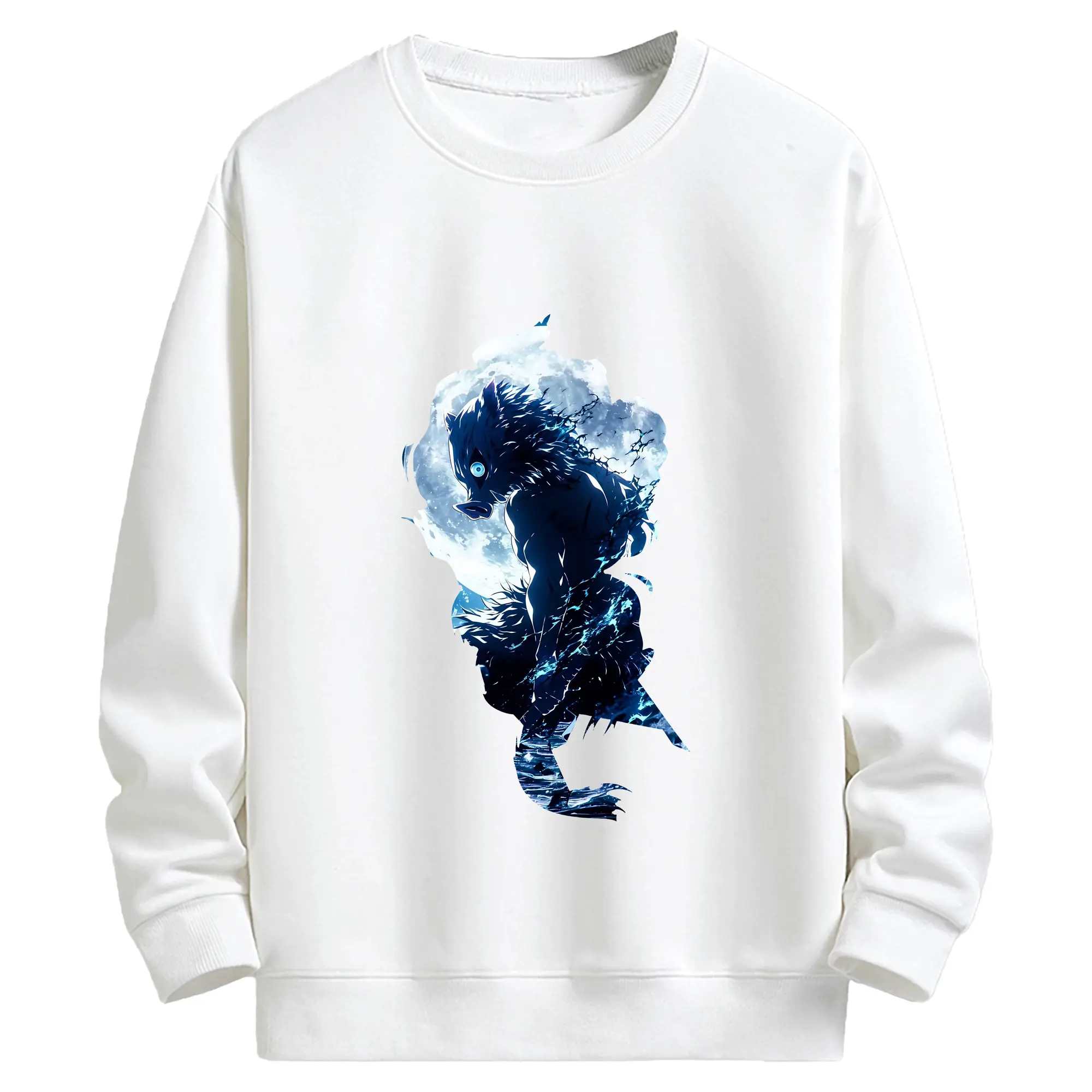 鬼滅の刃 グッズ,嘴平 伊之助 - 高品質 クルーネック スウェット ・ コットン59％ ポリエステル41％ ・ ユニセックス 長袖 トレーナー ・ カジュアル デイリー スポーツ 散歩用
